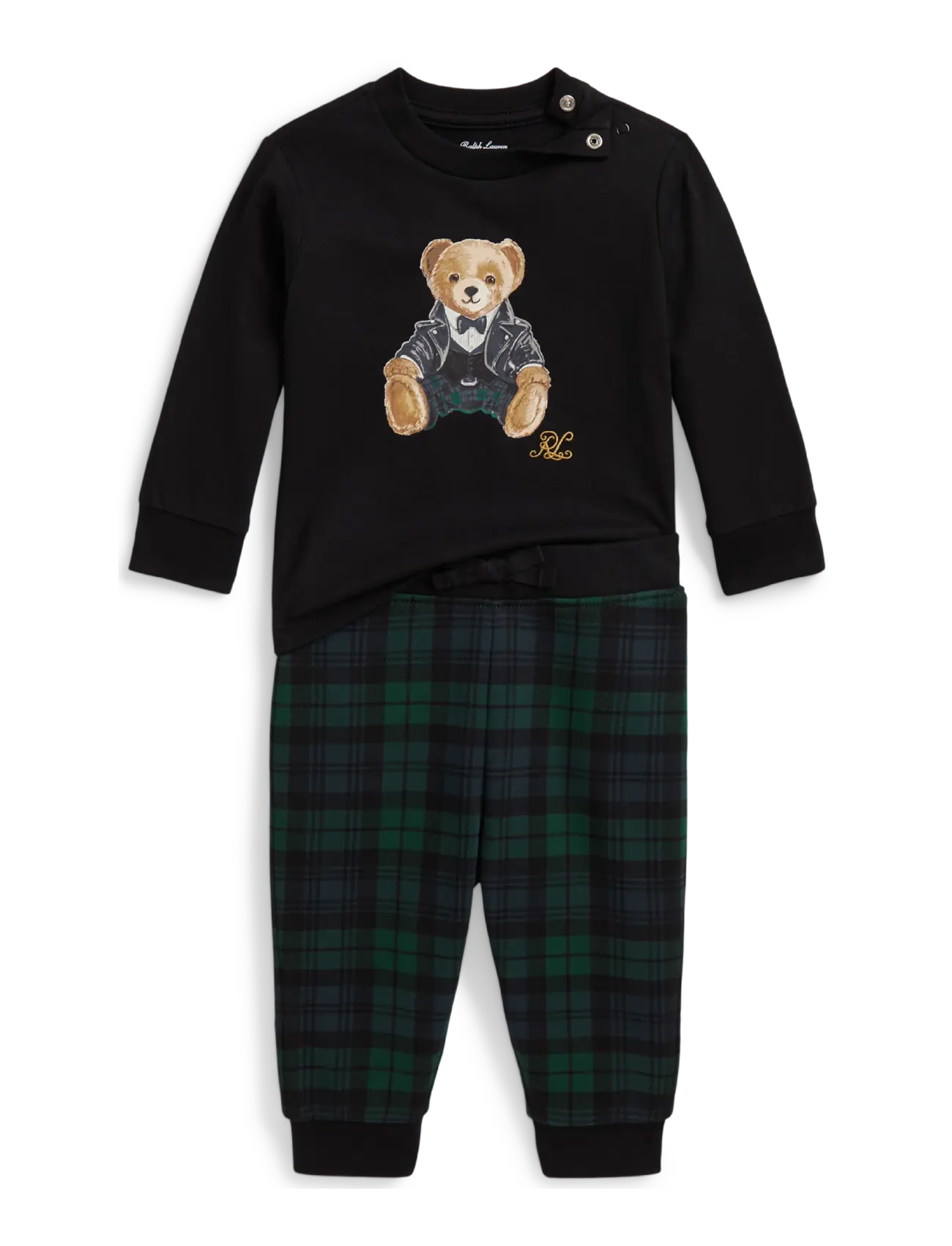Ralph Lauren Baby Polo Bear Tee & Plaid Fleece Pant Set - Ralph Lauren Baby - POLO BLACK / black