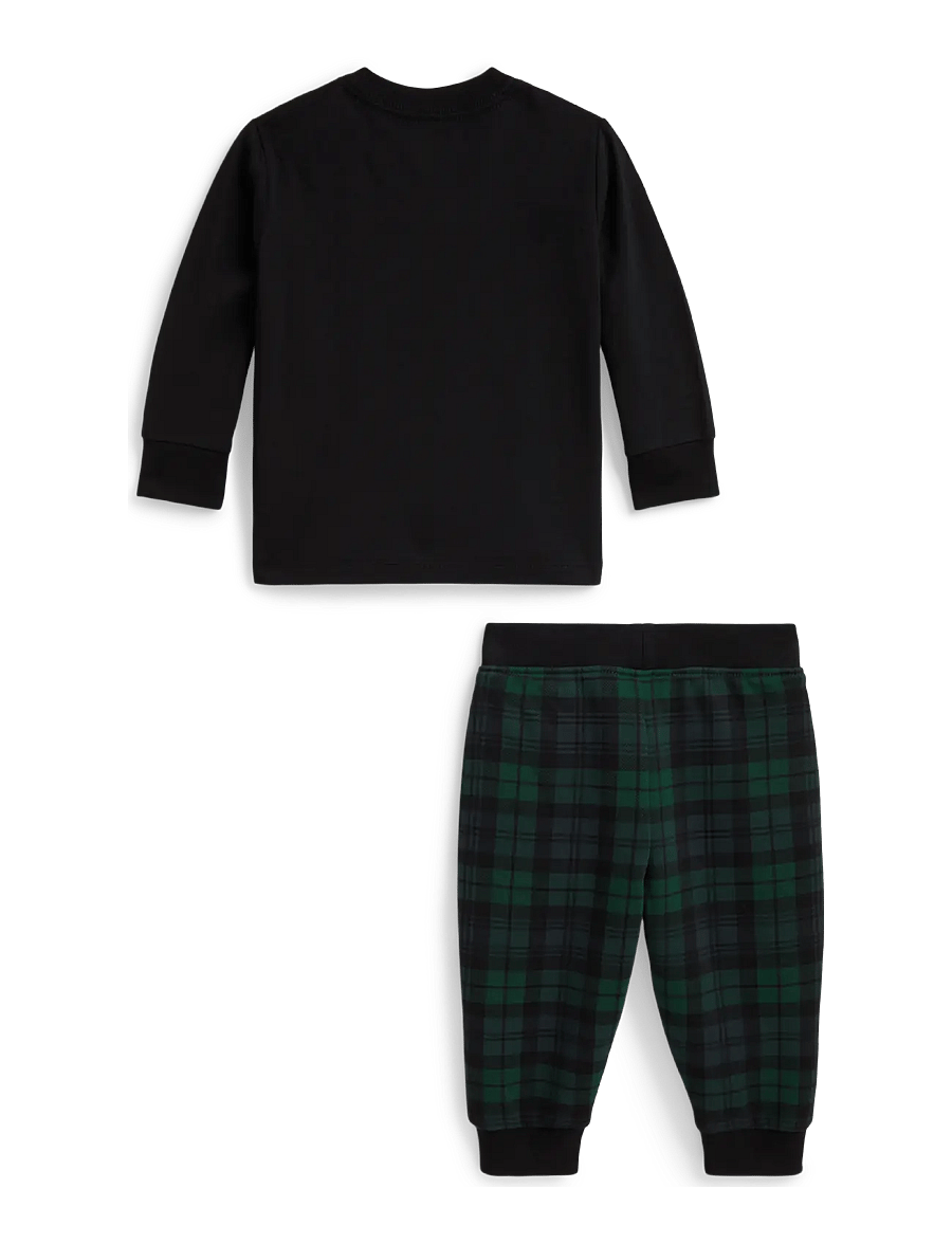 Ralph Lauren Baby - Polo Bear Tee & Plaid Fleece Pant Set - komplektid pikkade varrukatega t-särgiga - polo black - 1