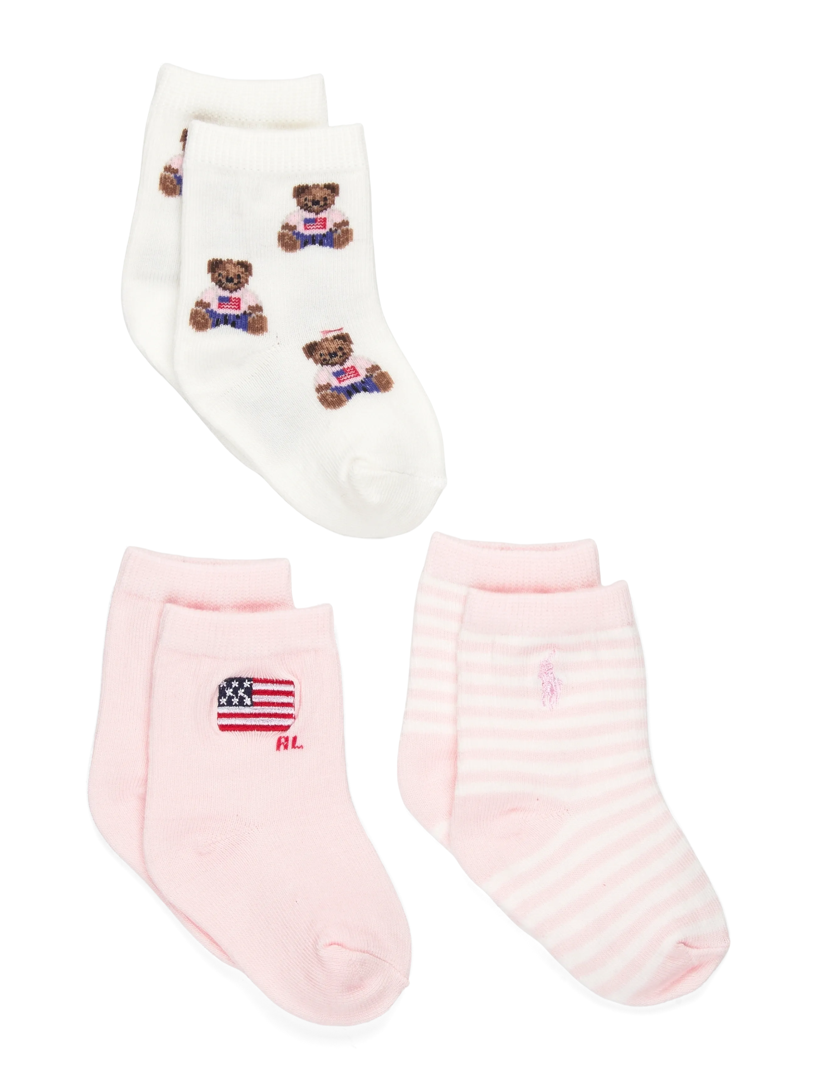 Ralph Lauren Baby BCI COTTON-BB G AMRCN B-CRW-3PK - Vauvan sukat - WHITE/PINK / pink/rose