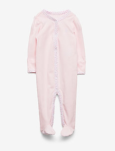 Floral-Trim Footed Coverall, Ralph Lauren Baby