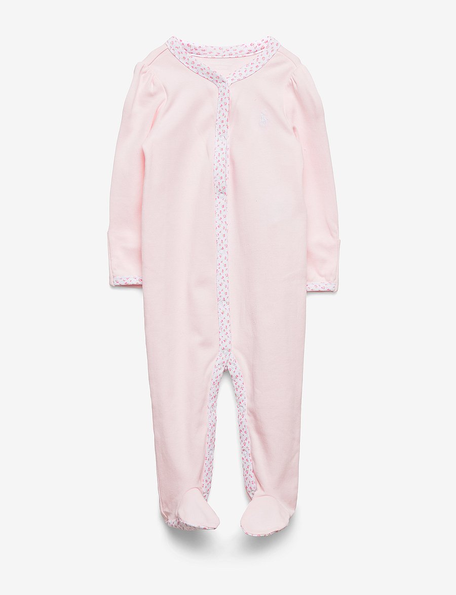 Ralph Lauren Baby - Floral-Trim Cotton Coverall - pidžaama-kombinesoonid - delicate pink - 0