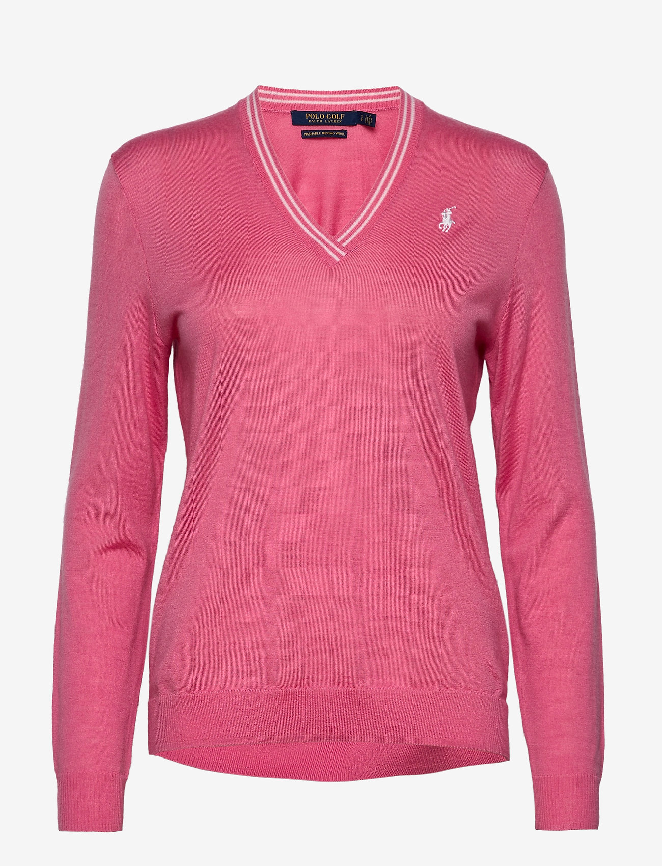 Ralph Lauren Golf - Merino Wool V-Neck Golf Sweater - antique rose/pure white - 0