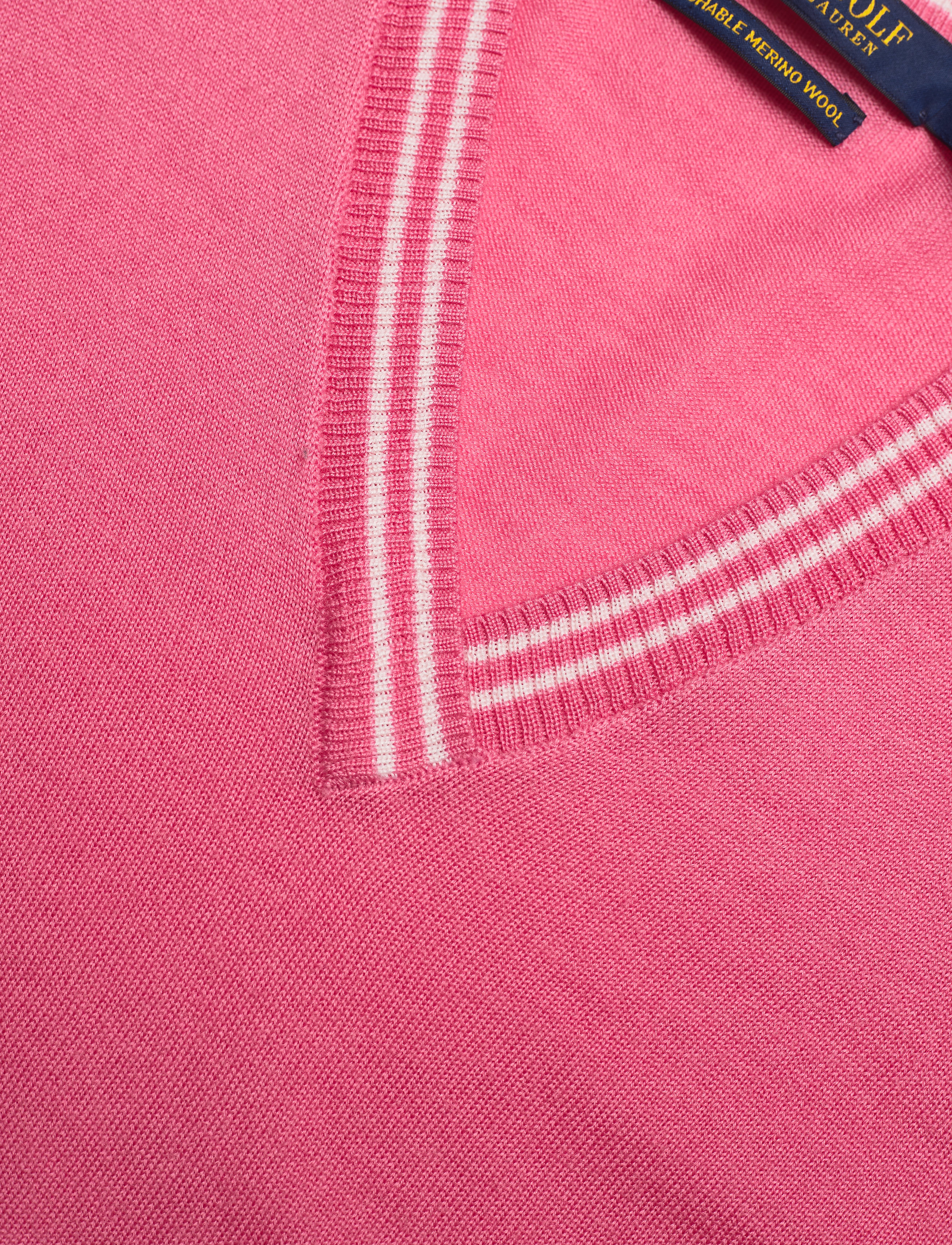 Ralph Lauren Golf - Merino Wool V-Neck Golf Sweater - antique rose/pure white - 2