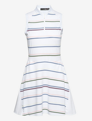 Striped Fit-and-Flare Piqué Dress - WHITE MU