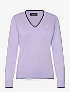 Cotton-Blend V-Neck Sweater - FLOWER PURPLE