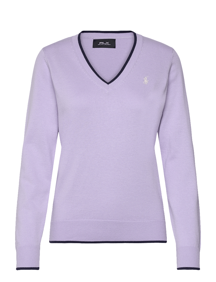 Ralph Lauren Golf - Cotton-Blend V-Neck Sweater - flower purple - 0