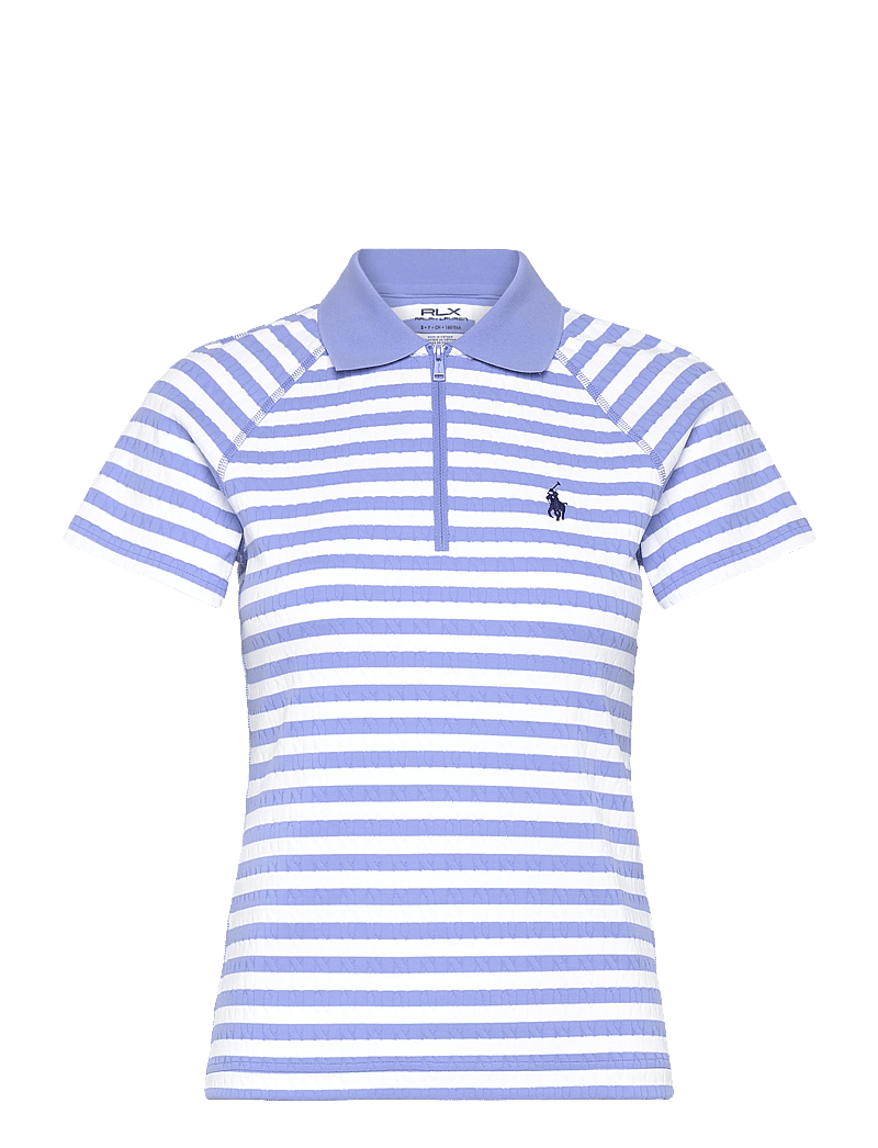 Ralph Lauren Golf - Striped Cable Quarter–Zip Polo Shirt - oberteile & t-shirts - blue mist/ceramic - 0