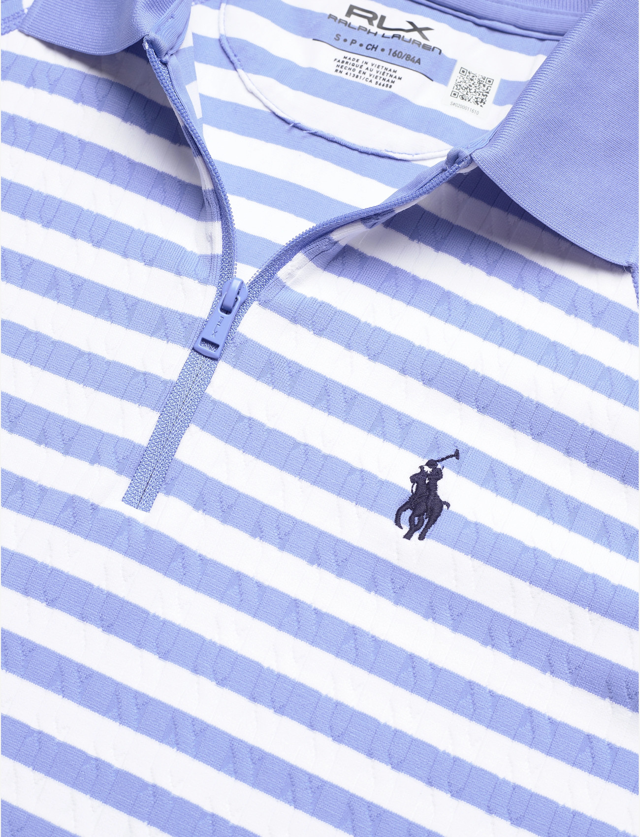Ralph Lauren Golf - Striped Cable Quarter–Zip Polo Shirt - oberteile & t-shirts - blue mist/ceramic - 2