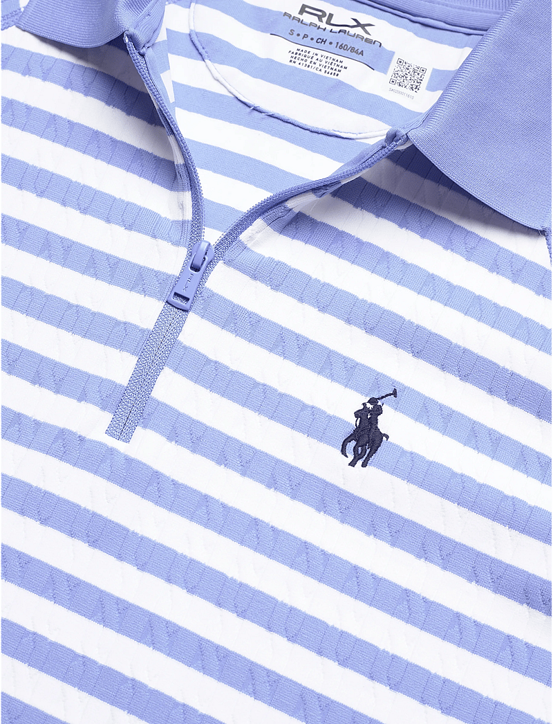 Ralph Lauren Golf - Striped Cable Quarter–Zip Polo Shirt - oberteile & t-shirts - blue mist/ceramic - 2
