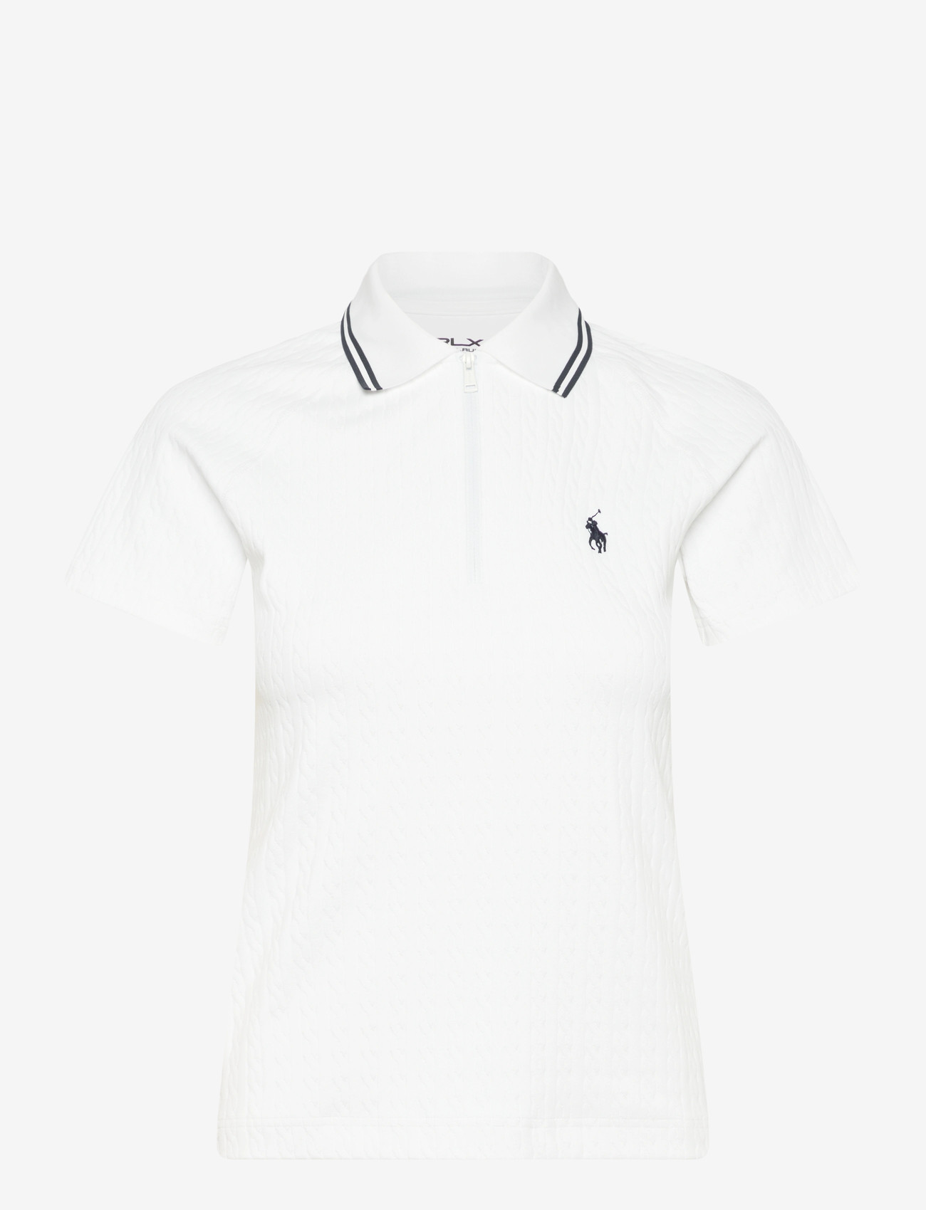 Ralph Lauren Golf - Cable Jacquard Quarter-Zip Polo Shirt - oberteile & t-shirts - ceramic white/ref - 0