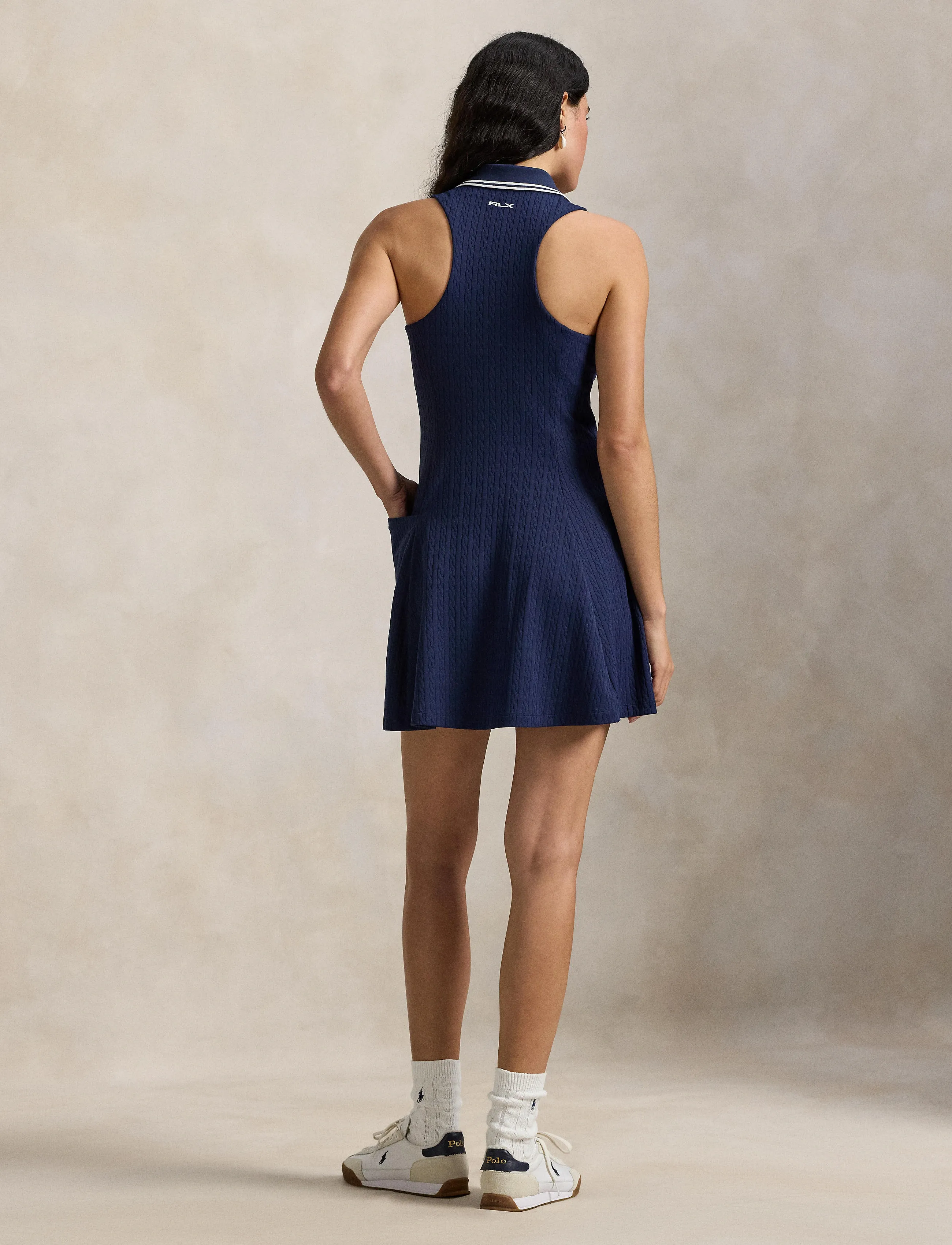 Ralph Lauren Golf - Stretch-Jacquard Sleeveless Polo Dress - dresses & skirts - refined navy/cera - 3