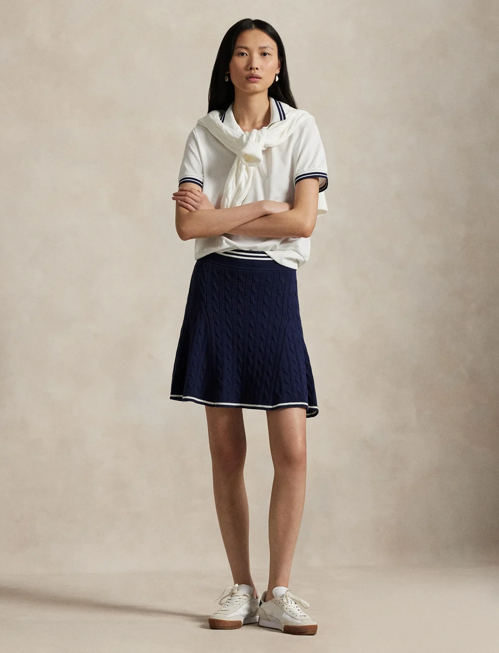 Ralph Lauren Golf - Performance Cable-Knit Skort - skorts - refined navy/whit - 3
