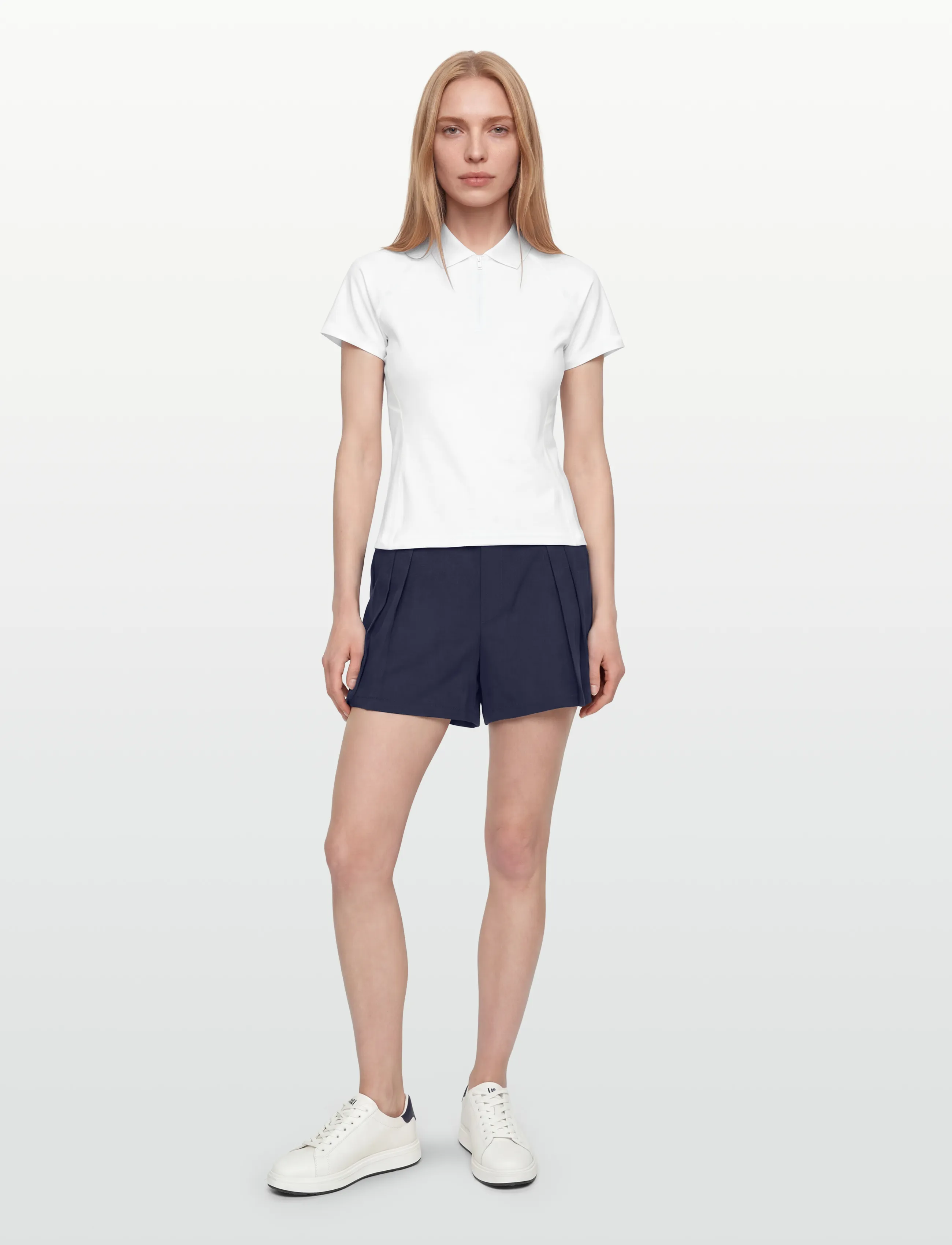 Ralph Lauren Golf Slim Fit Quarter-Zip Polo Shirt, Kvinder, Slim Fit Kvart Lynlås Polo T-shirt, Hvid, Str: M