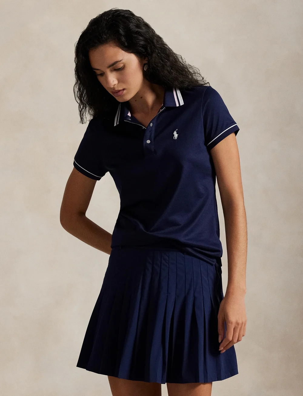 Ralph Lauren Golf - Tailored Fit Jersey Polo Shirt - toppe & t-shirts - rfnd nvy/crmc wht - 4