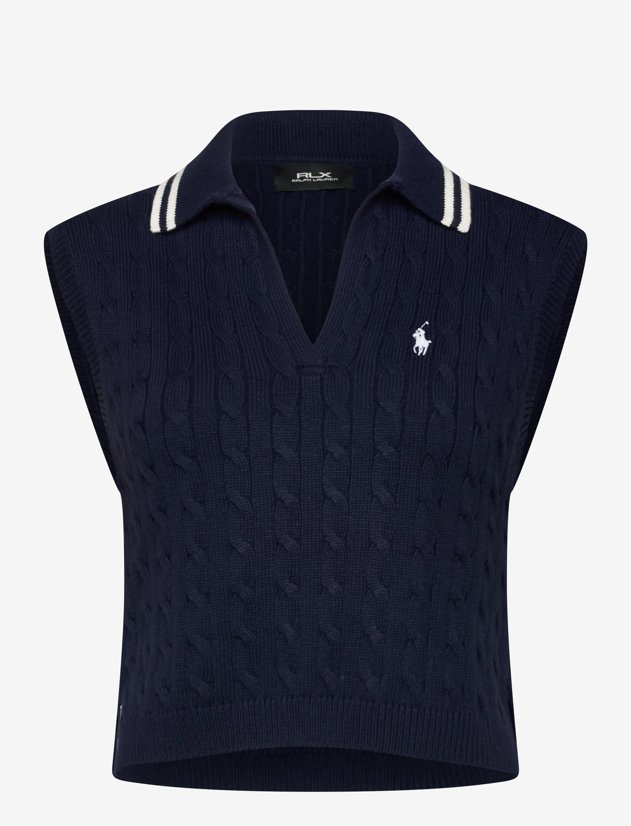 Ralph Lauren Golf - Cable-Knit Sleeveless Polo Shirt - refined navy/whit - 0