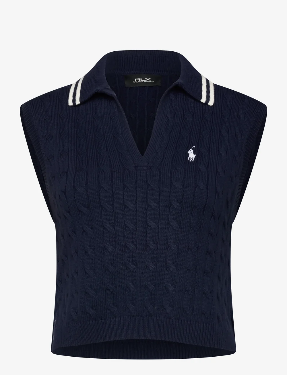 Ralph Lauren Golf - Cable-Knit Sleeveless Polo Shirt - sweatshirts - refined navy/whit - 0