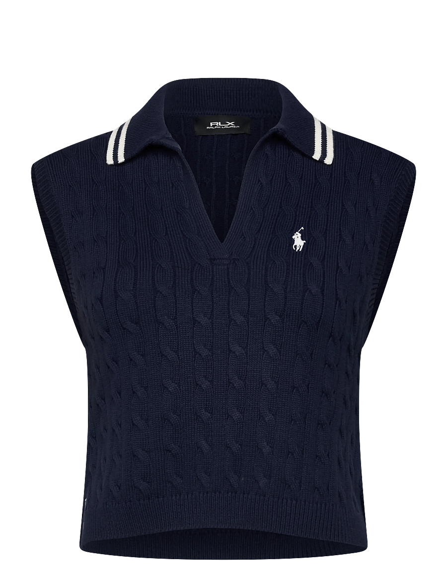 Ralph Lauren Golf - Cable-Knit Sleeveless Polo Shirt - refined navy/whit - 0
