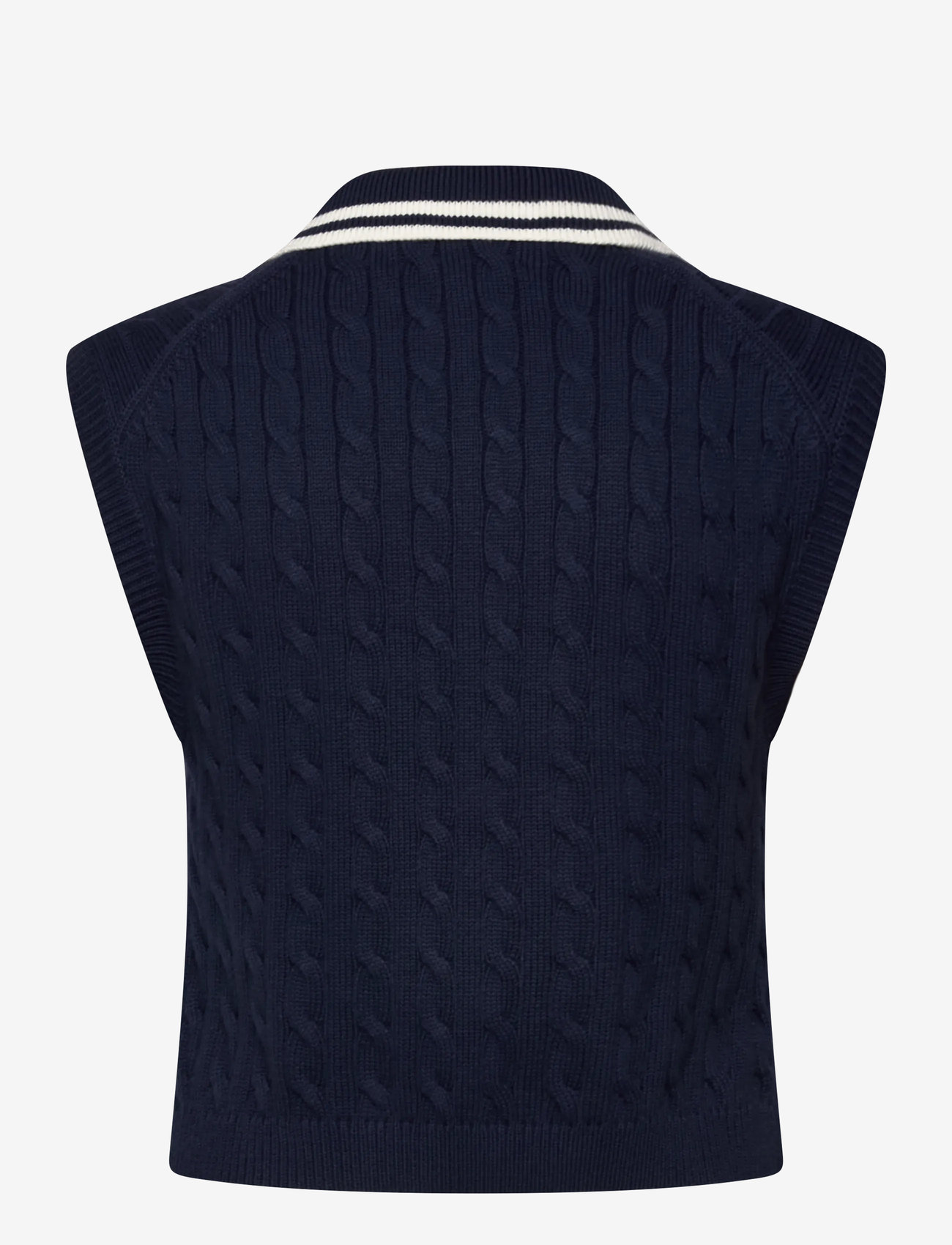 Ralph Lauren Golf - Cable-Knit Sleeveless Polo Shirt - refined navy/whit - 1