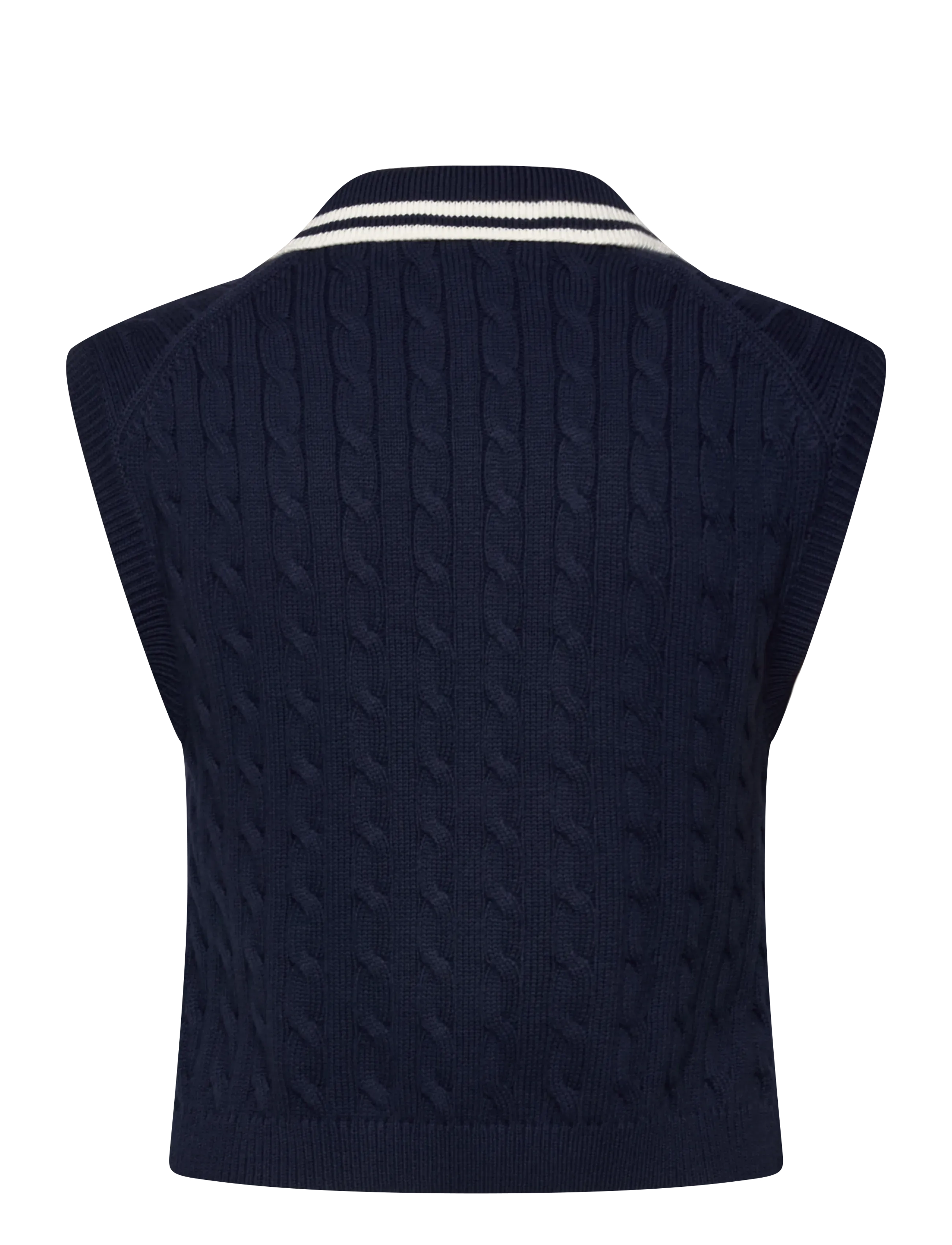 Ralph Lauren Golf - Cable-Knit Sleeveless Polo Shirt - refined navy/whit - 1