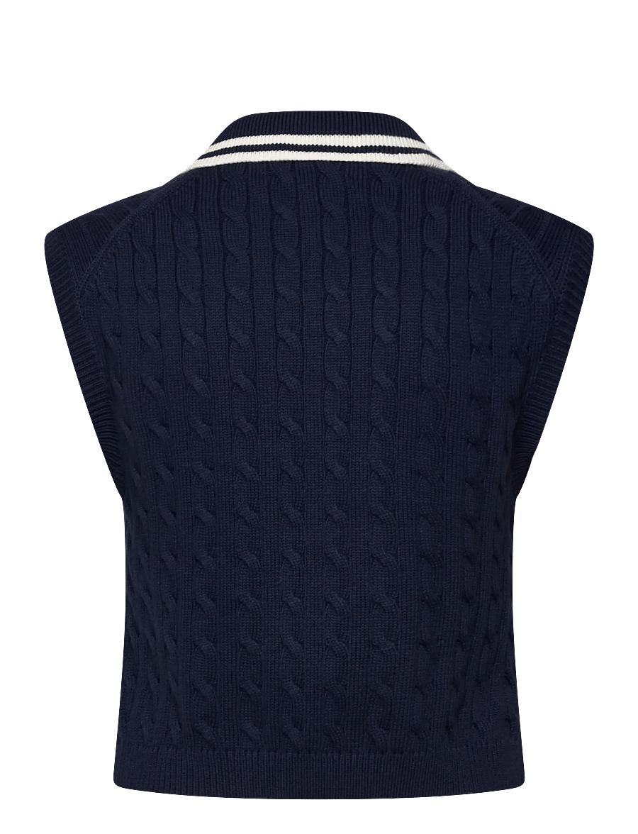 Ralph Lauren Golf - Cable-Knit Sleeveless Polo Shirt - refined navy/whit - 1