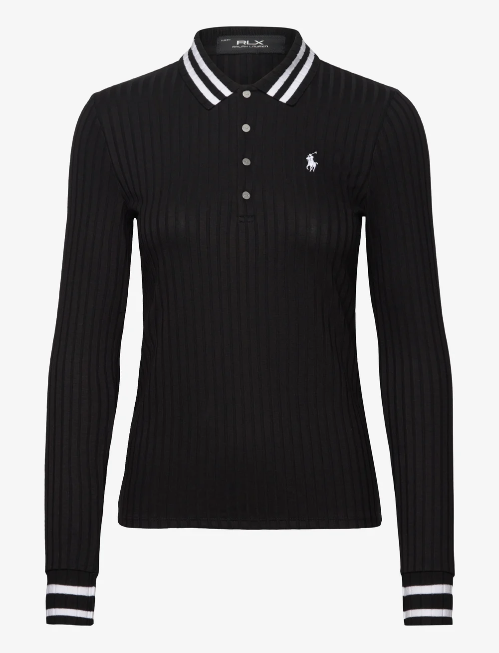 Ralph Lauren Golf - Slim Fit Rib-Knit Long-Sleeve Polo Shirt - sweatshirts - polo black - 1