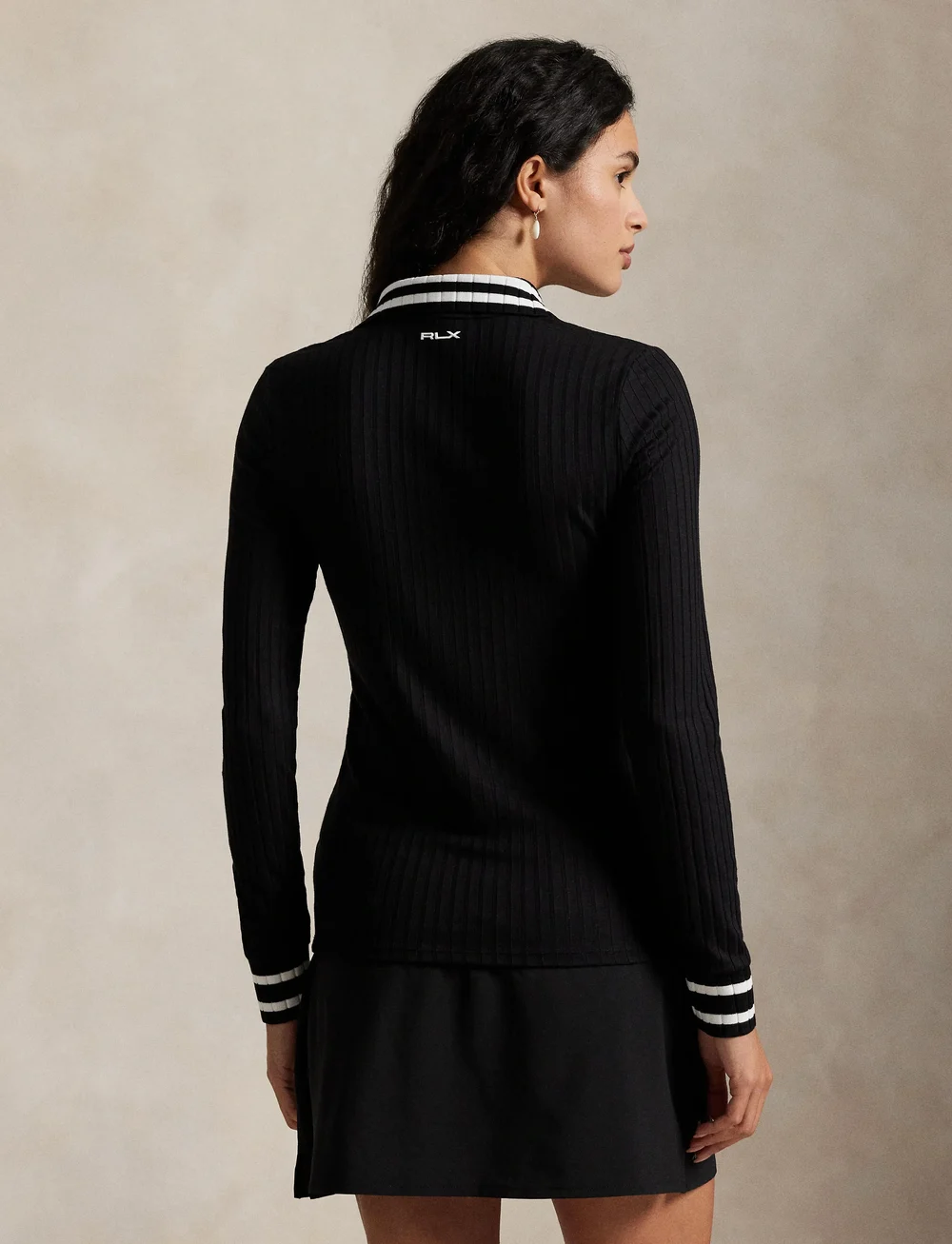 Ralph Lauren Golf - Slim Fit Rib-Knit Long-Sleeve Polo Shirt - sweatshirts - polo black - 3