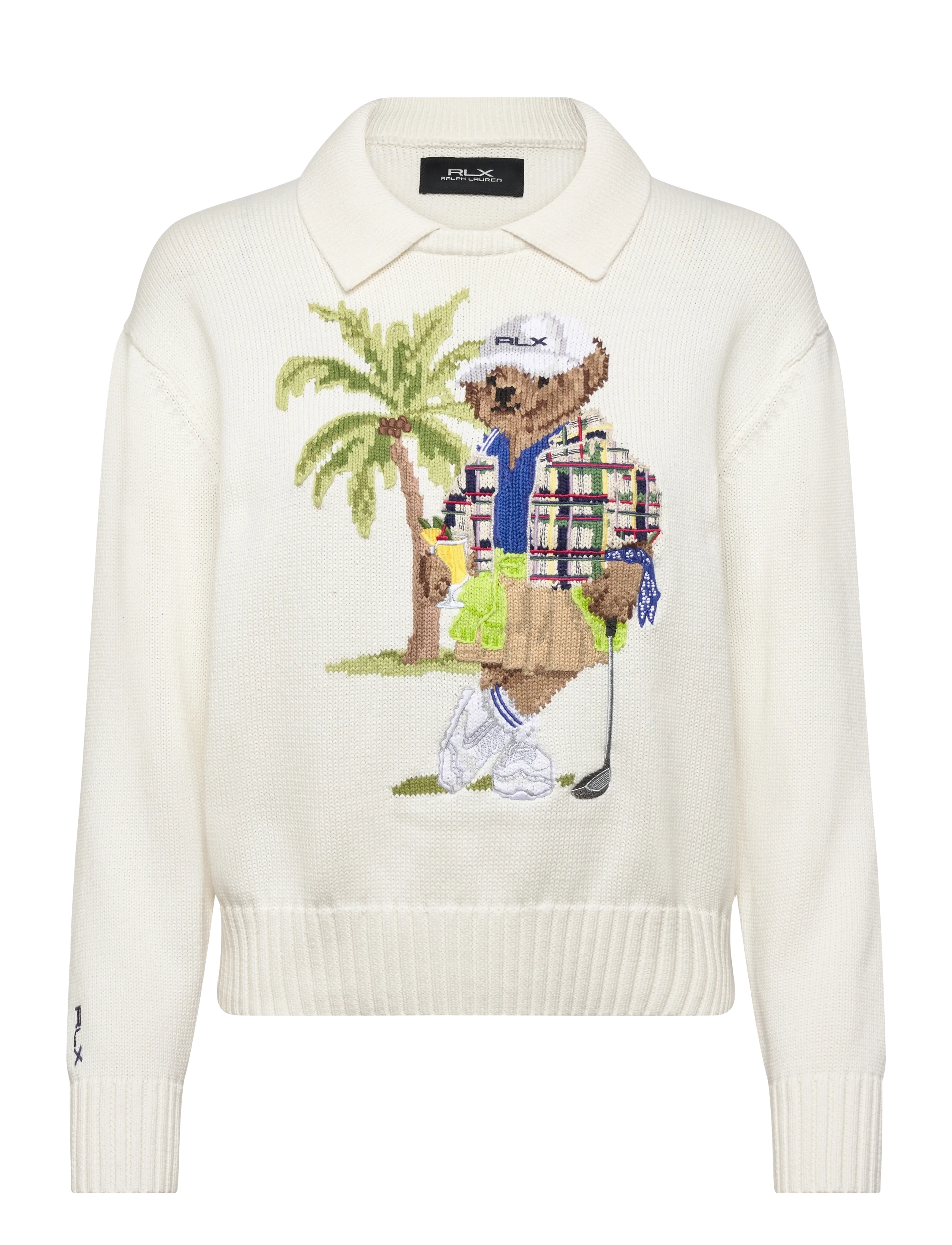 Ralph Lauren Golf Polo Bear Performance Polo Sweater - Striktrøjer - WHITE SPLASH MULT / cream