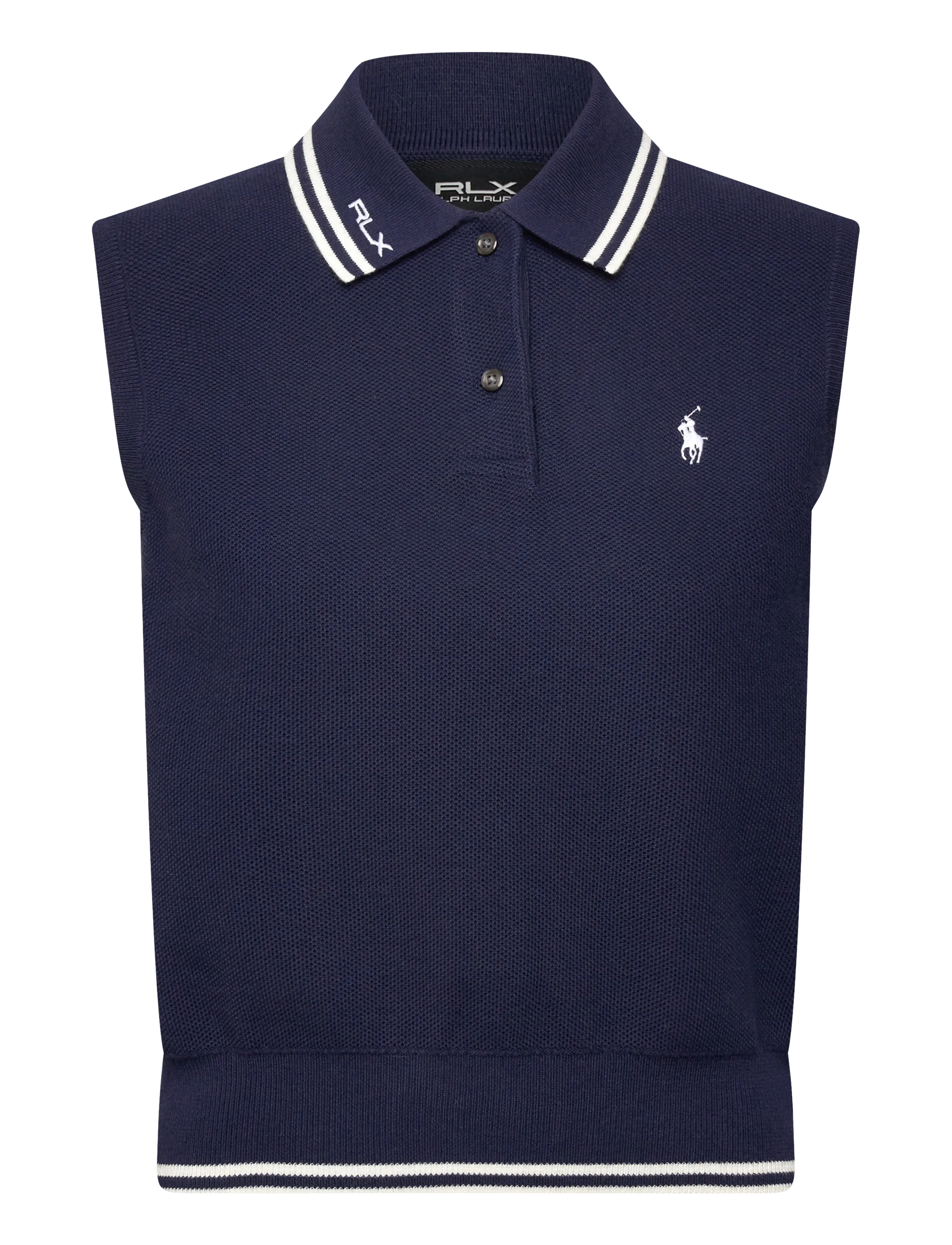 RALPH LAUREN GOLF Baumwolle-Blend Polo-Collar Pullover Navy - XL - Damen