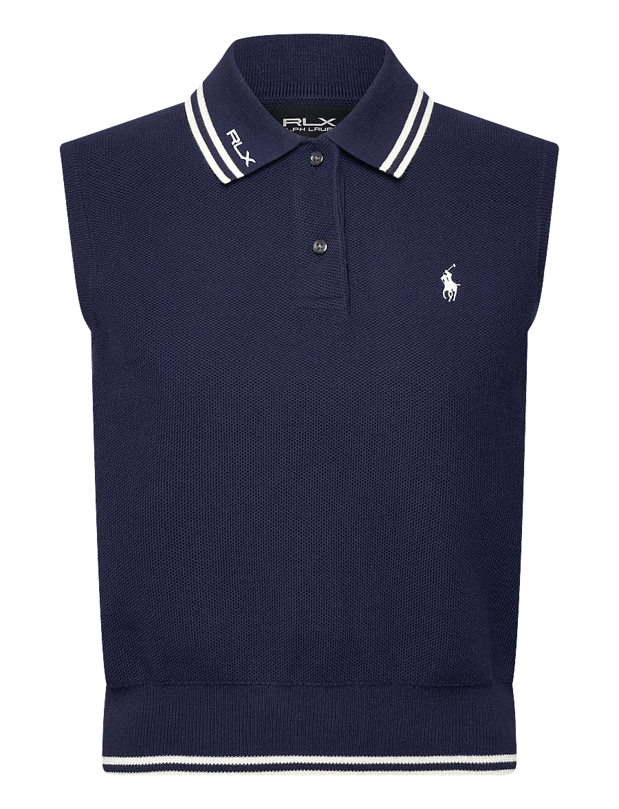 Ralph Lauren Golf - Cotton-Blend Polo-Collar Sweater - alussärgid ja t-särgid - refined navy/whit - 1