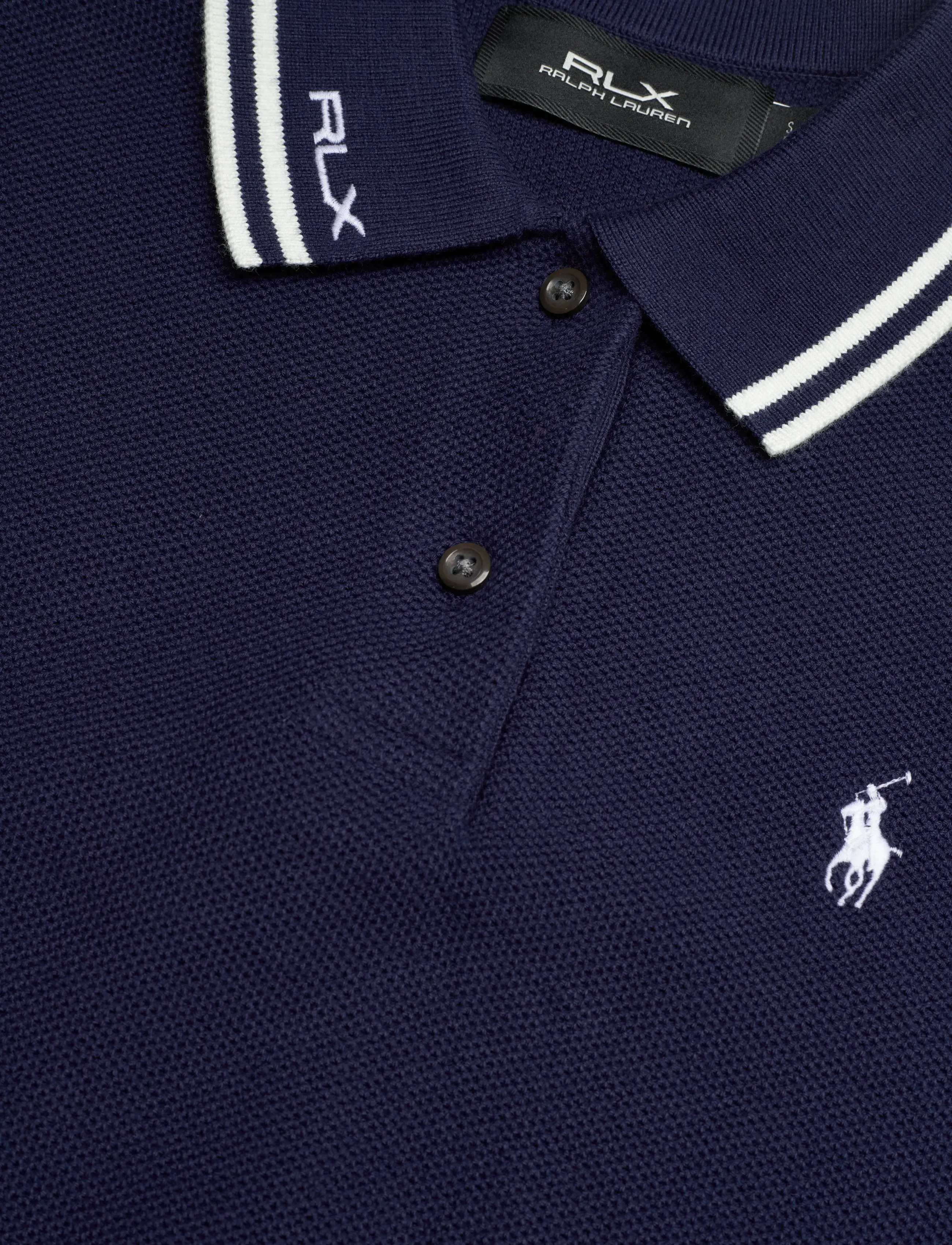 Ralph Lauren Golf - Cotton-Blend Polo-Collar Sweater - alussärgid ja t-särgid - refined navy/whit - 4