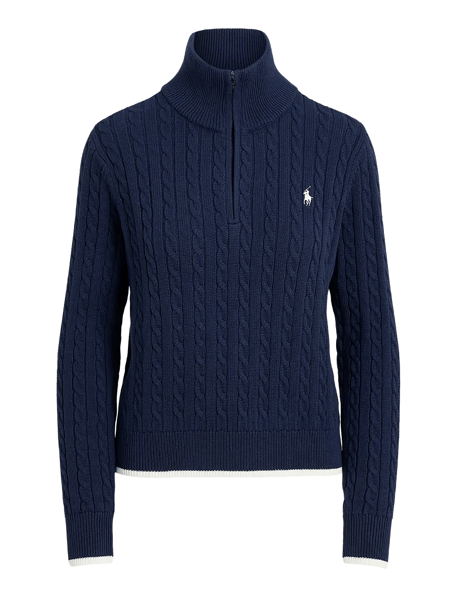 Ralph Lauren Golf - Cable-Knit Quarter-Zip Sweater - refined nvy/wht s - 0
