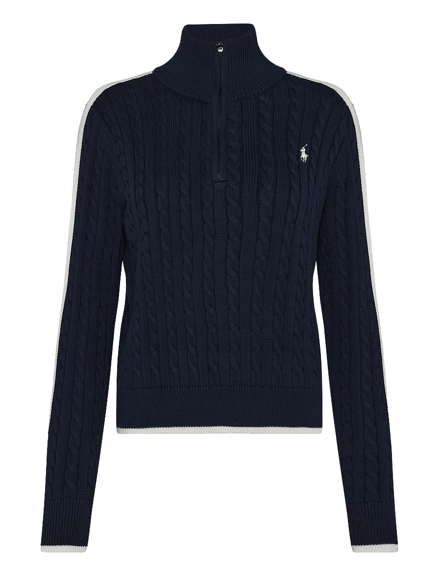 Ralph Lauren Golf - Cable-Knit Quarter-Zip Sweater - sweatshirts - refined nvy/wht s - 0
