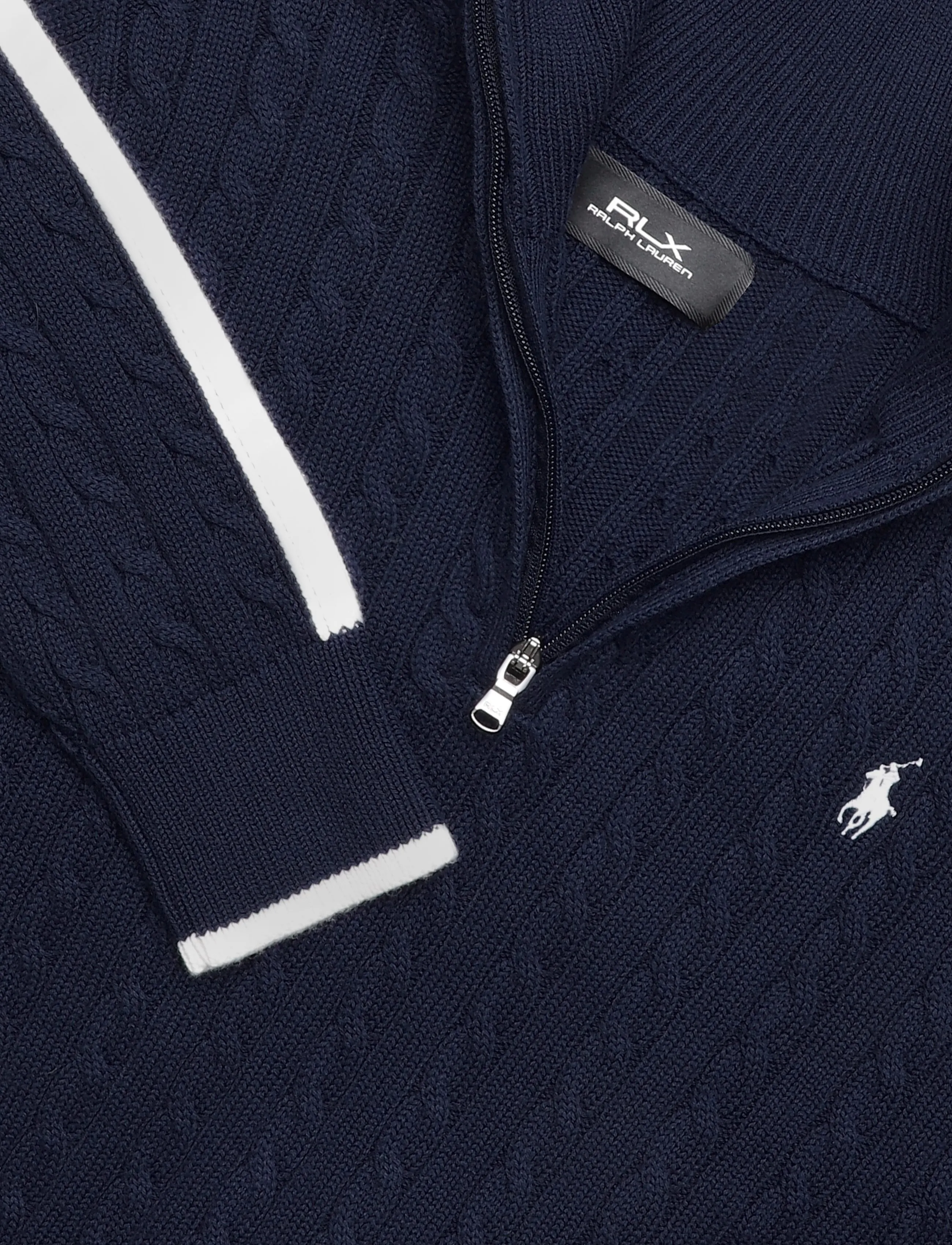 Ralph Lauren Golf - Cable-Knit Quarter-Zip Sweater - sweatshirts - refined nvy/wht s - 2