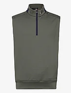 Stretch Jersey Quarter-Zip Vest - FOSSIL GREEN