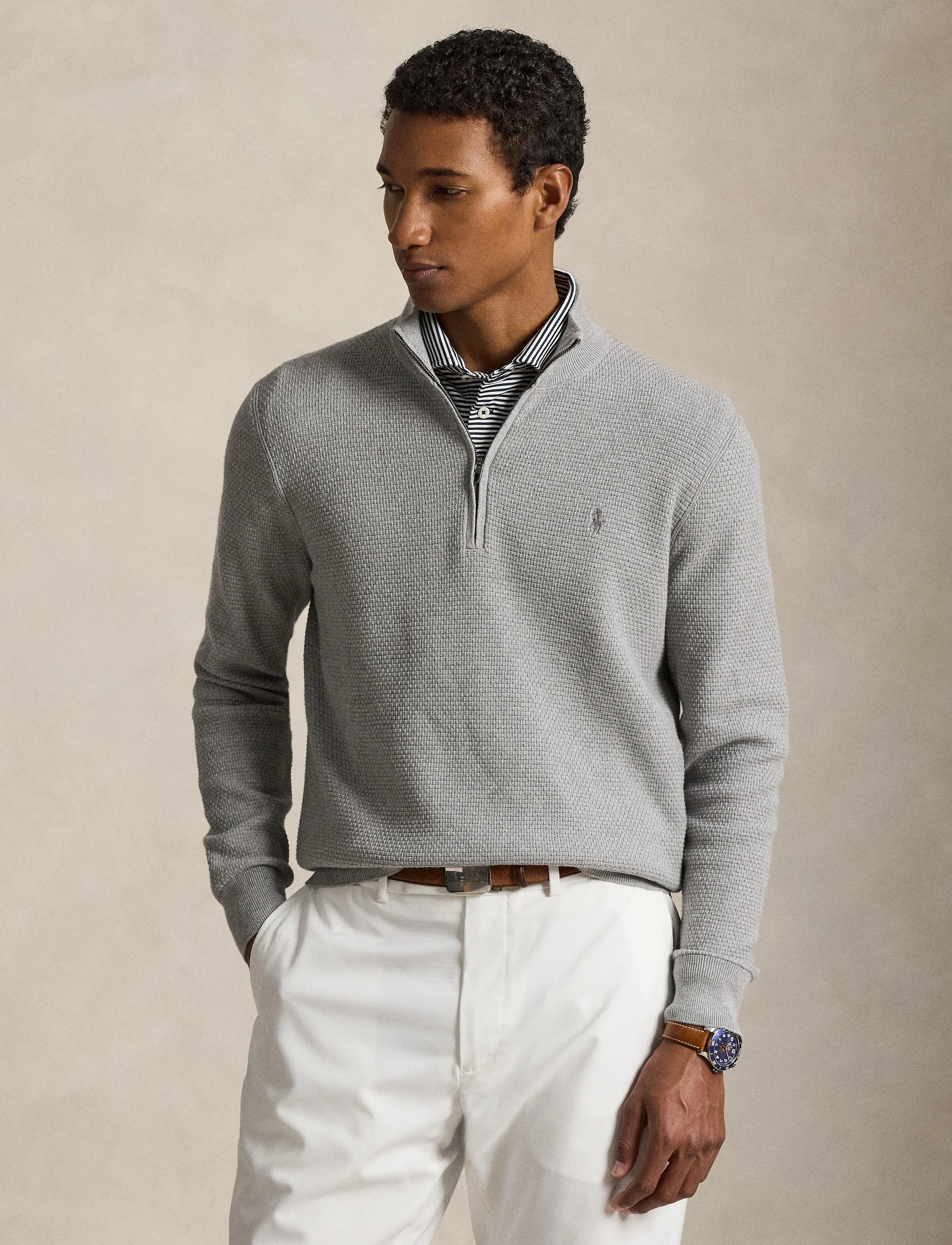 Ralph Lauren Golf 2/48 Cotton Coolmax-Sweater-Half Zip polotröjor herr – bild 2