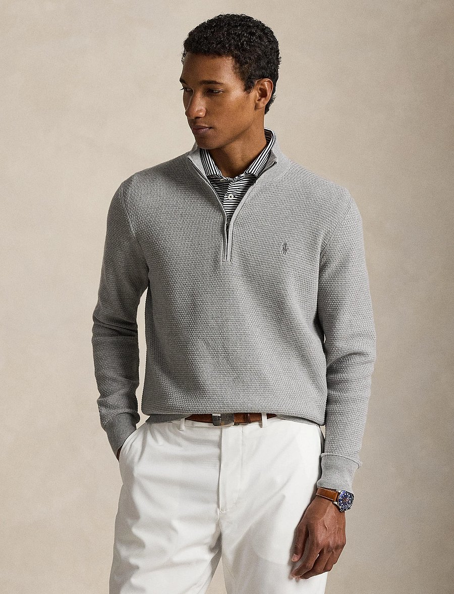 Ralph Lauren Golf - 2/48 COTTON COOLMAX-SWEATER-HALF ZIP - sweatshirts - andover heather - 0