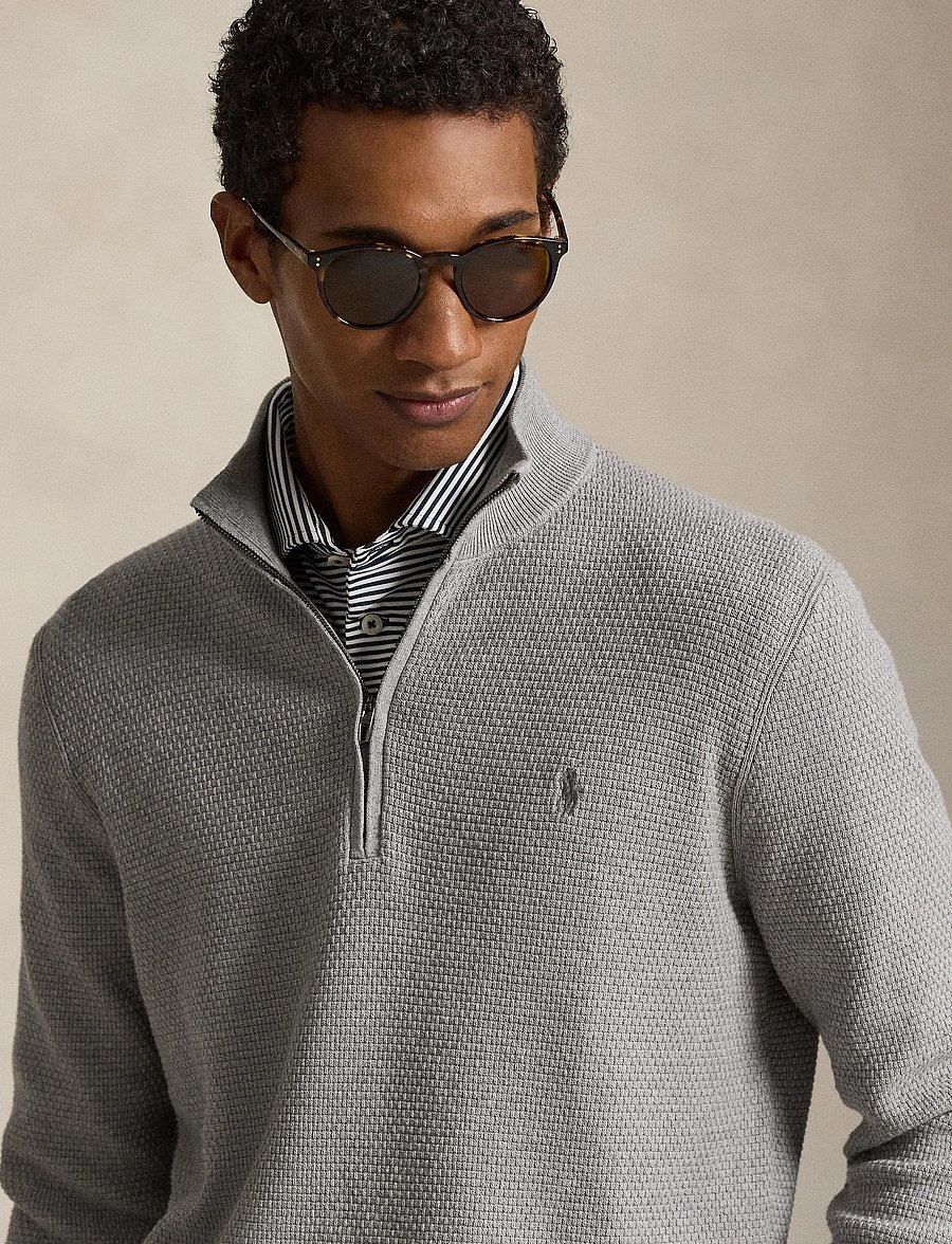 Ralph Lauren Golf - 2/48 COTTON COOLMAX-SWEATER-HALF ZIP - sweatshirts - andover heather - 4