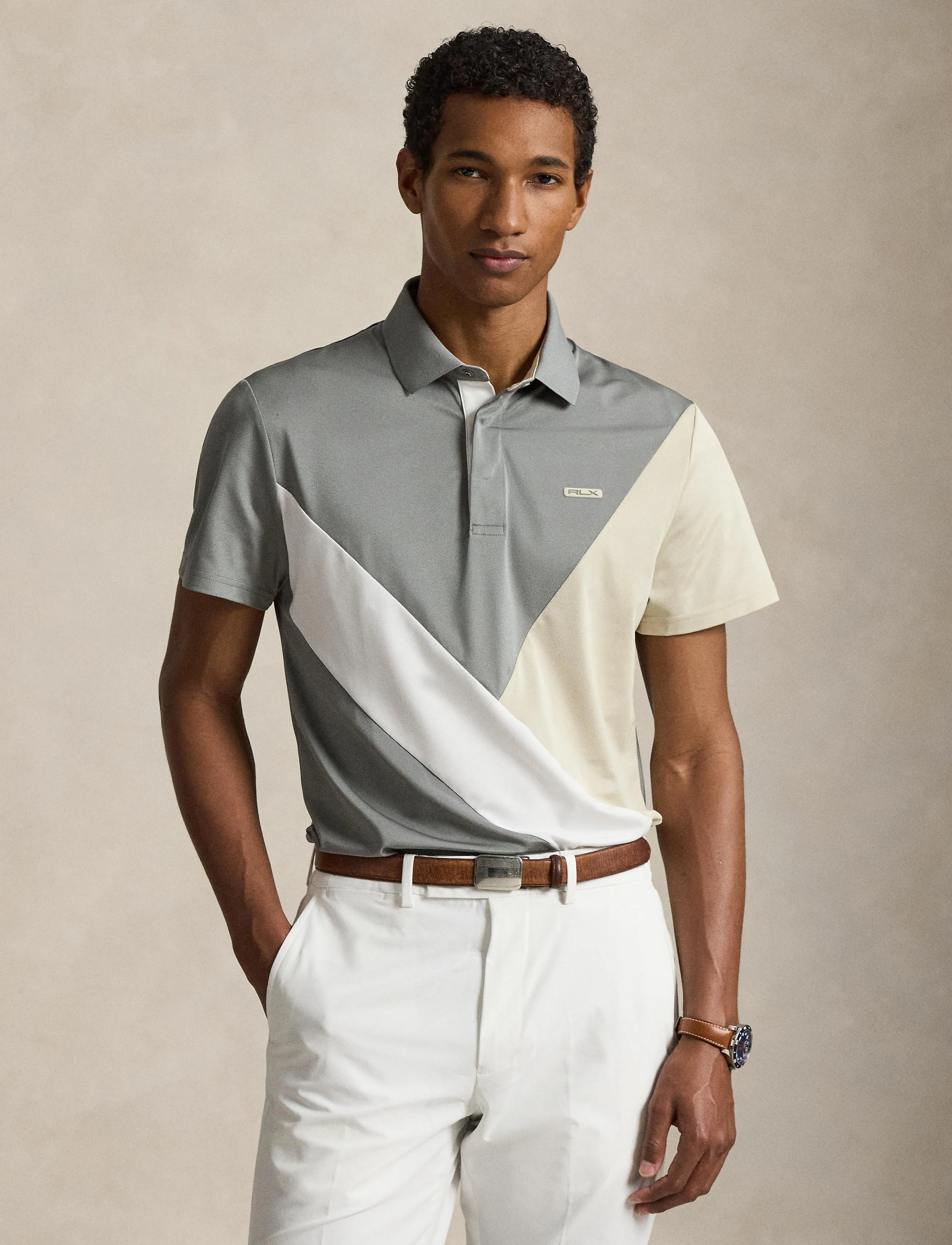 Ralph Lauren Golf Tailored Fit Performance Polo Shirt - Pikéer - BASIC SAND MULTI / grey
