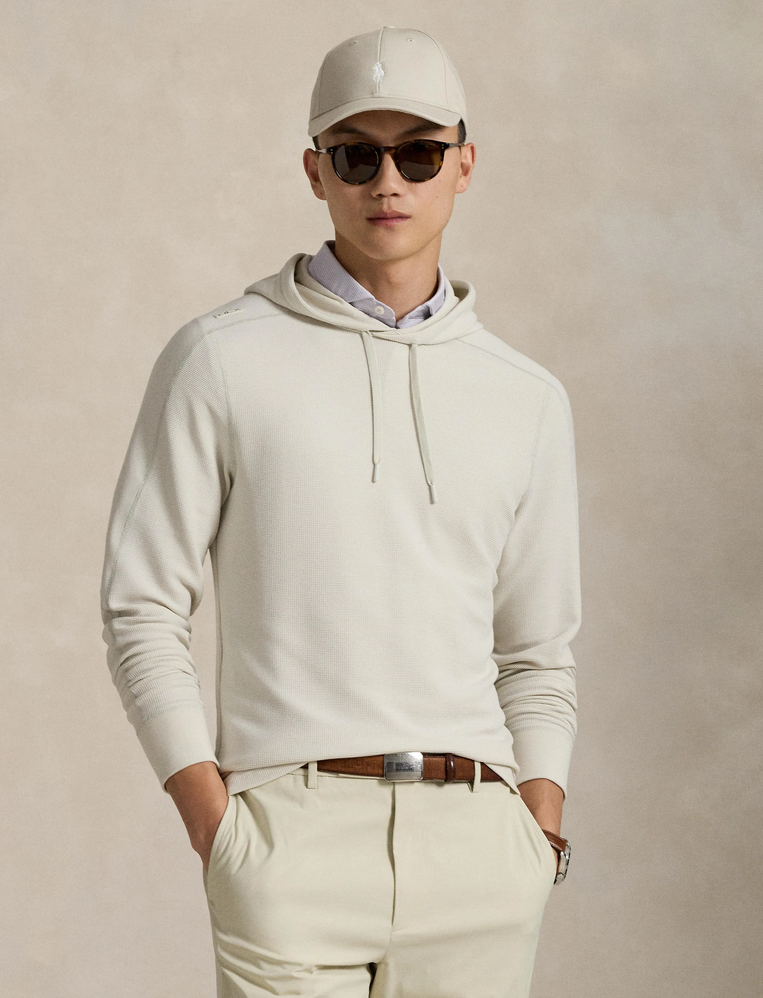Ralph Lauren Golf Performance Waffle-Knit Hoodie - Truien en hoodies - CERAMIC WHITE / white