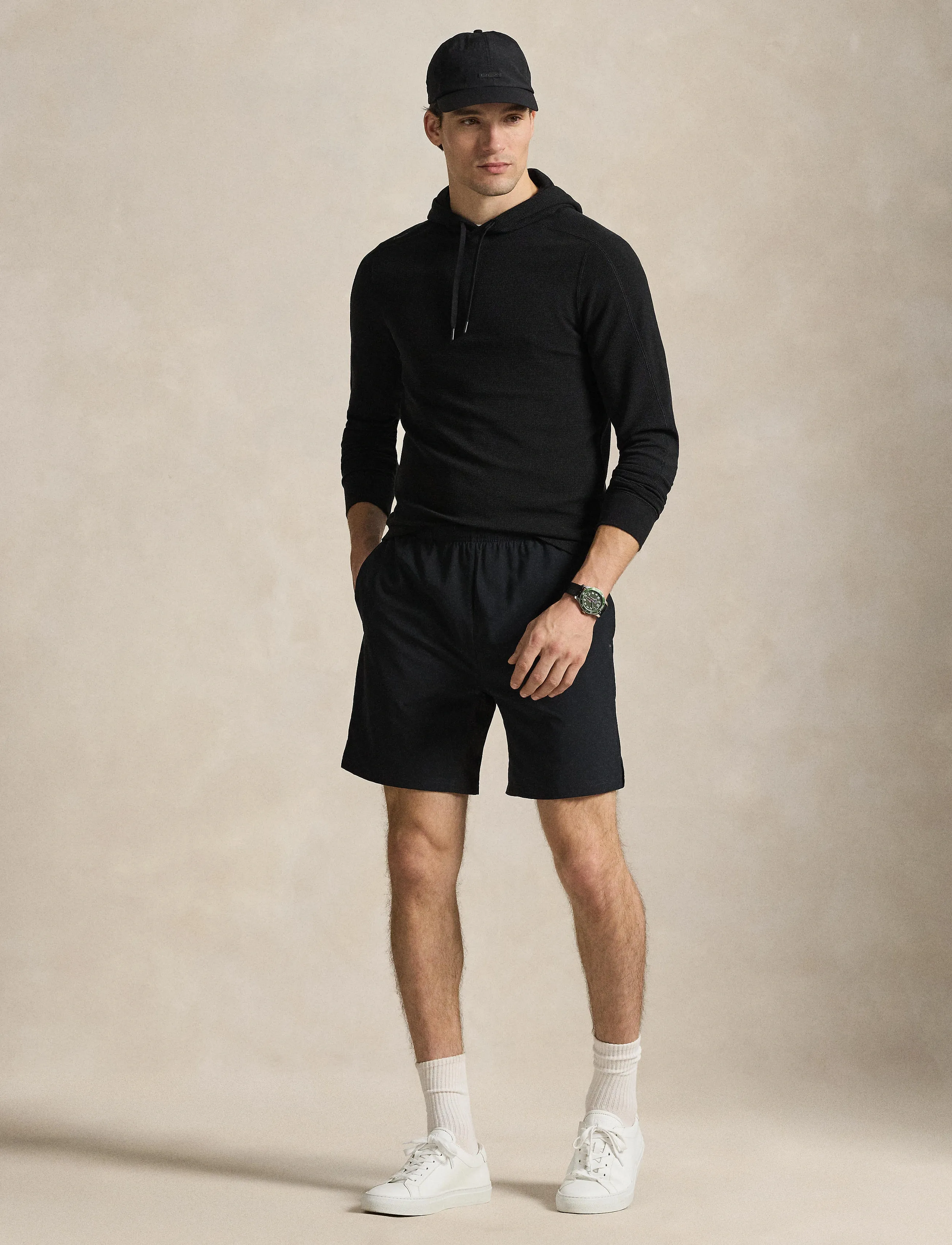 Ralph Lauren Golf Performance Waffle-Knit Hoodie, L, Black, Sport Sweatshirts & Hoodies > Sport Hoodies, Herre