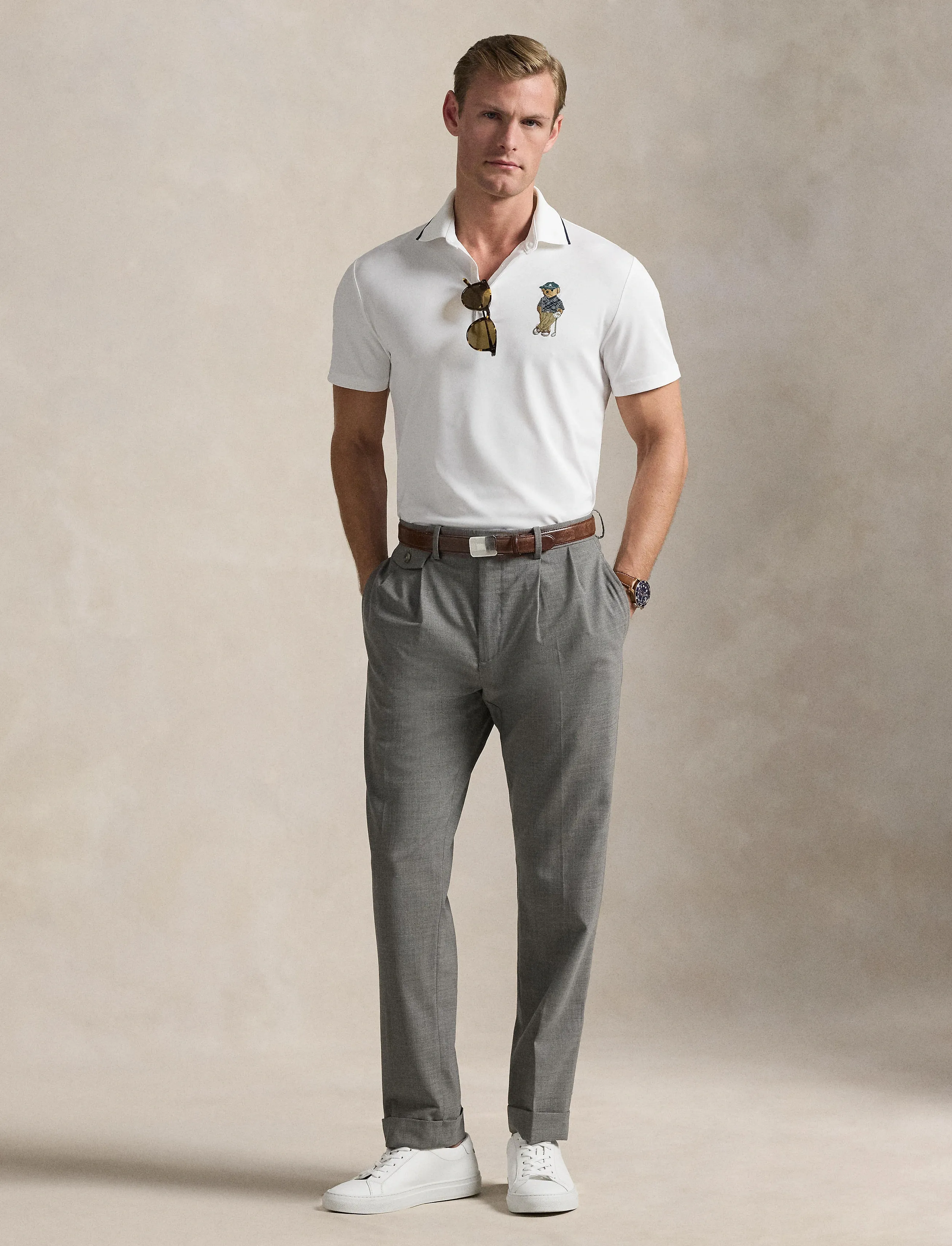 Ralph Lauren Golf Airtech Pique-Knt-Polo, M, White, Sport Polos > Sport Short-sleeved Polos, Herre