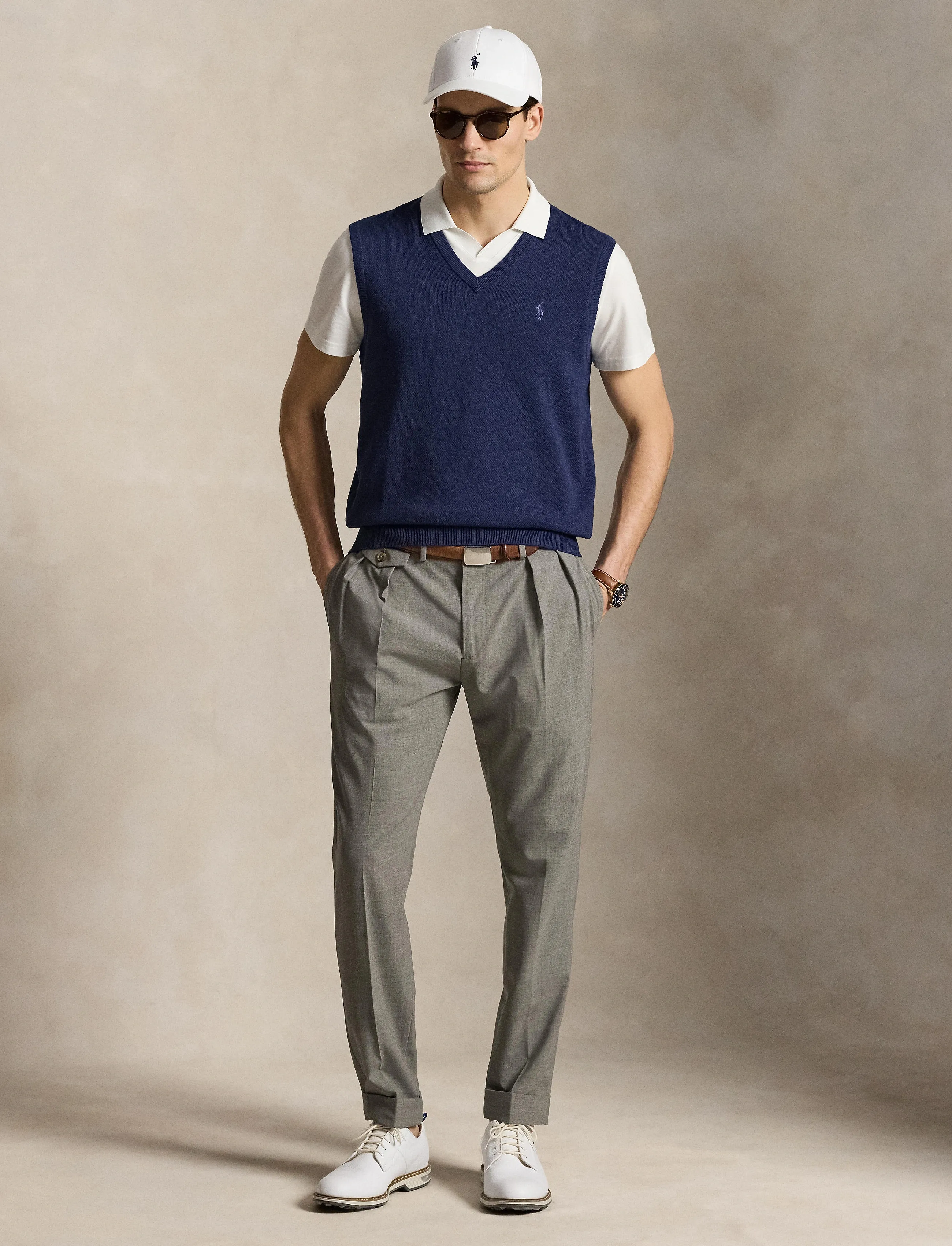 Ralph Lauren Golf 2/48 Cotton Coolmax-Sweater-Vest, L, Sport Oberbekleidung, Marineblau - Westen, Männerswear