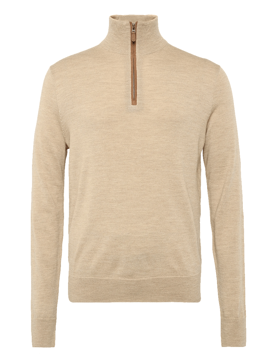 Ralph Lauren Golf - 2/30 MERINO WOOL-SWEATER-HALF ZIP - sweatshirts - dune melange - 0