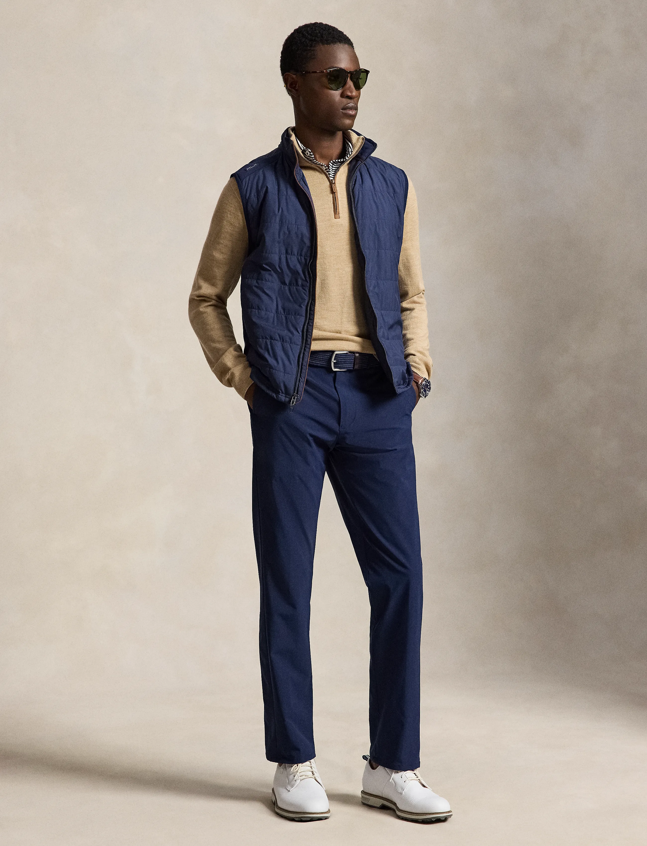 Ralph Lauren Golf - 2/30 MERINO WOOL-SWEATER-HALF ZIP - sweatshirts - dune melange - 4