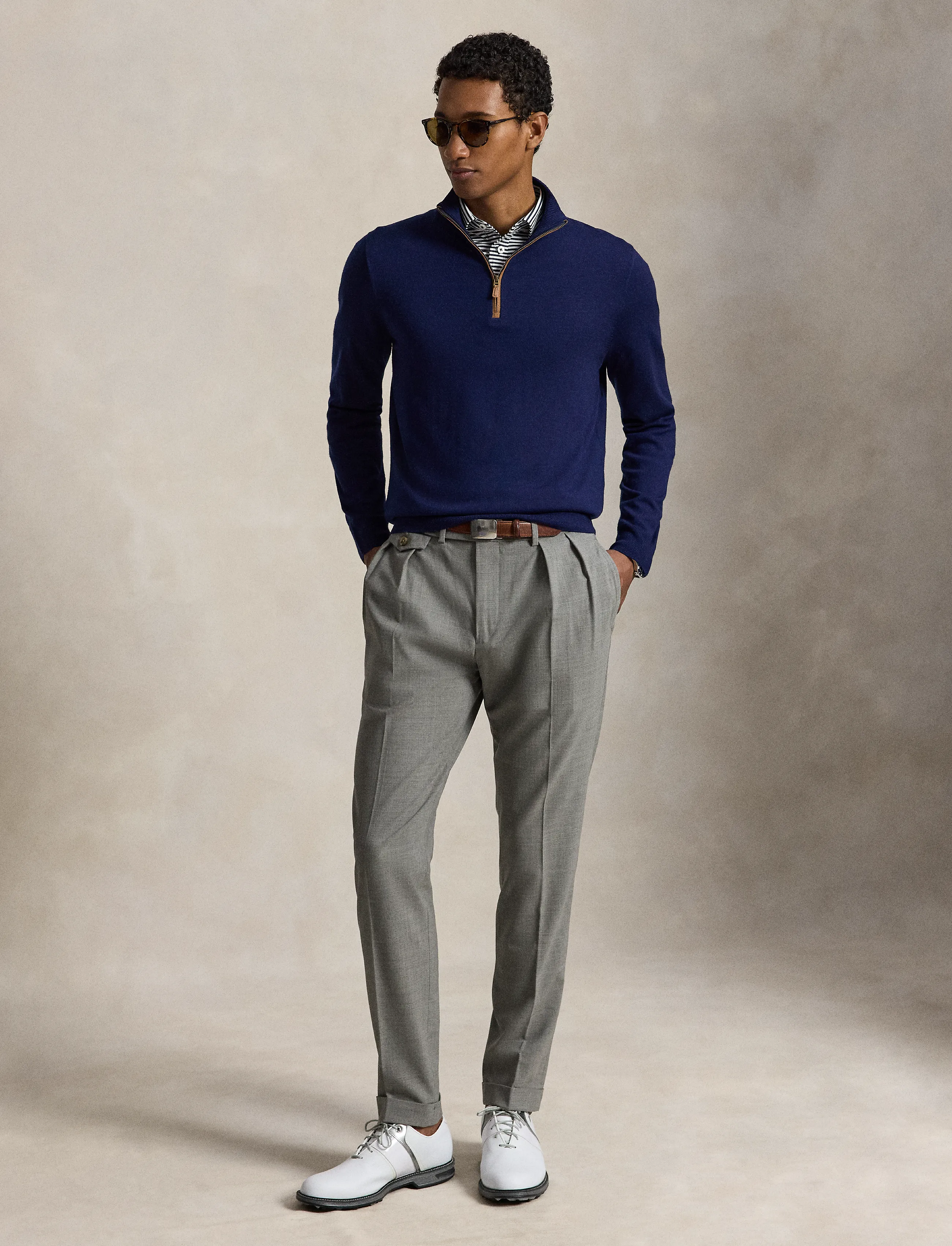 Ralph Lauren Golf - 2/30 MERINO WOOL-SWEATER-HALF ZIP - sweatshirts - refined navy - 2