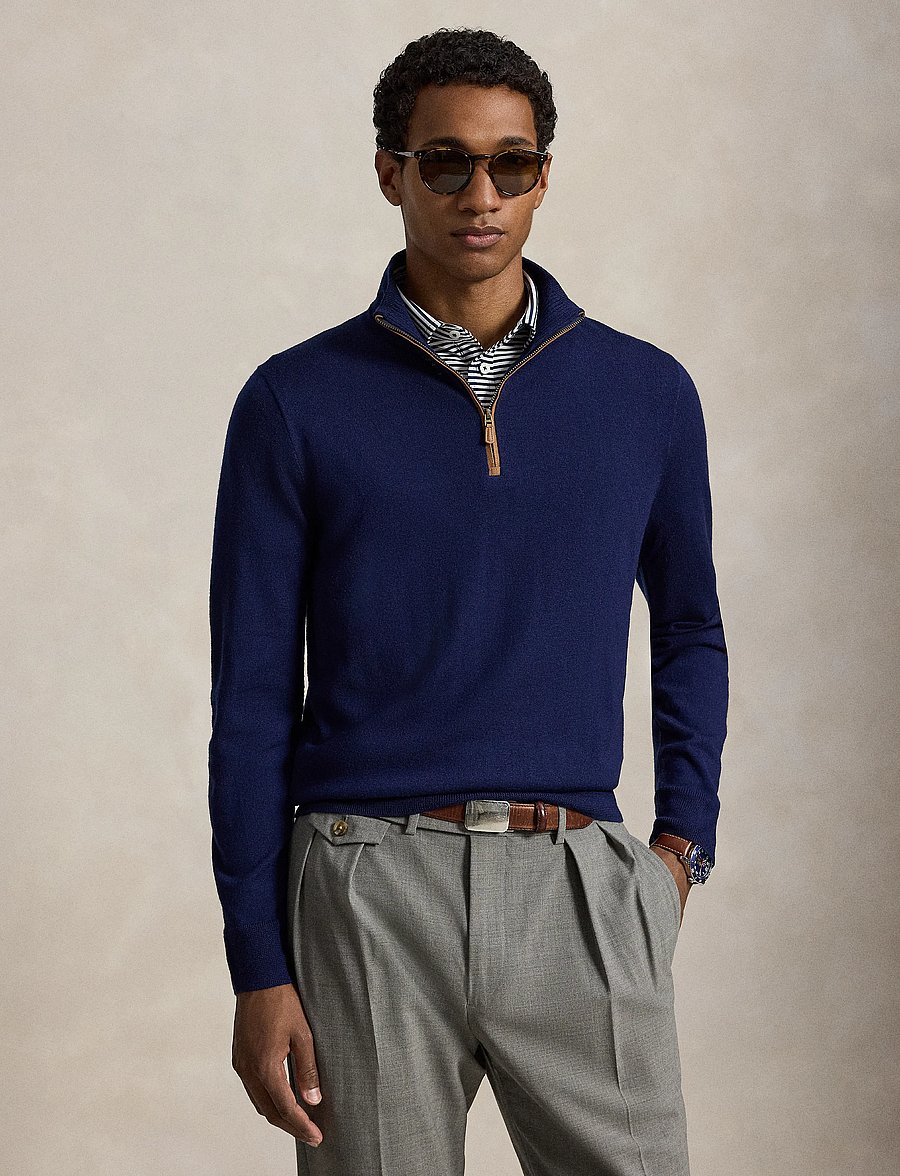 Ralph Lauren Golf - 2/30 MERINO WOOL-SWEATER-HALF ZIP - sweatshirts - refined navy - 3