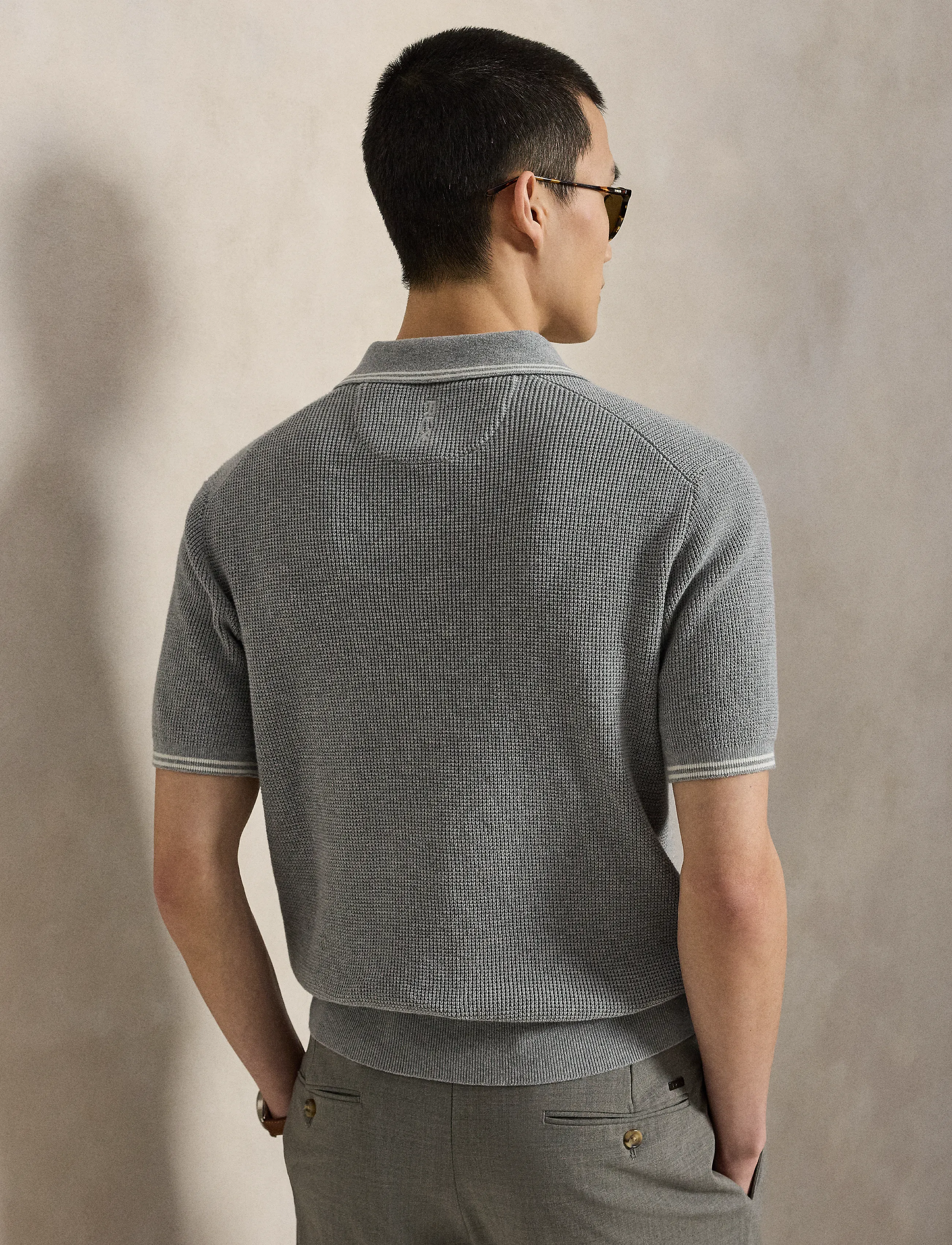 Ralph Lauren Golf - Våffelstickad pikétröja i bomull - toppar & t-shirts - spring hthr/stone - 3