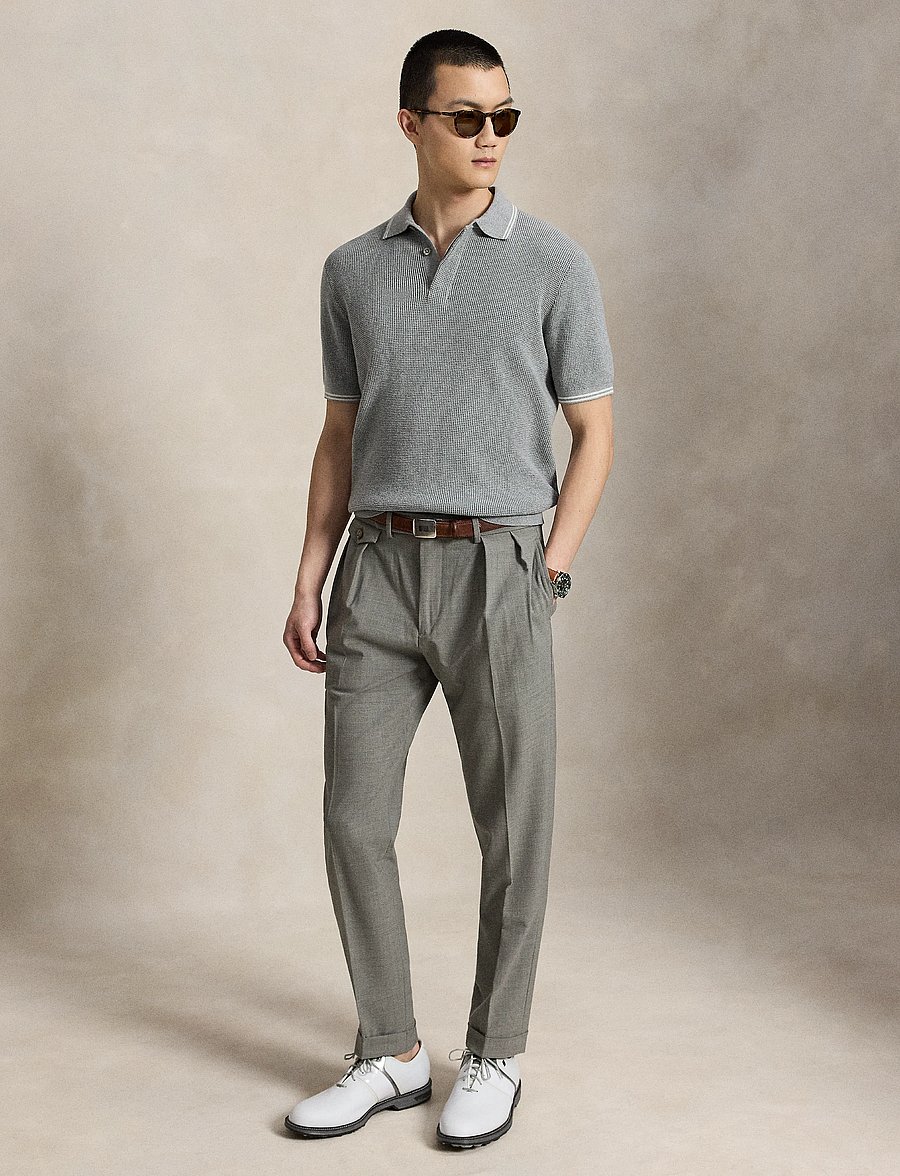 Ralph Lauren Golf - Våffelstickad pikétröja i bomull - toppar & t-shirts - spring hthr/stone - 5
