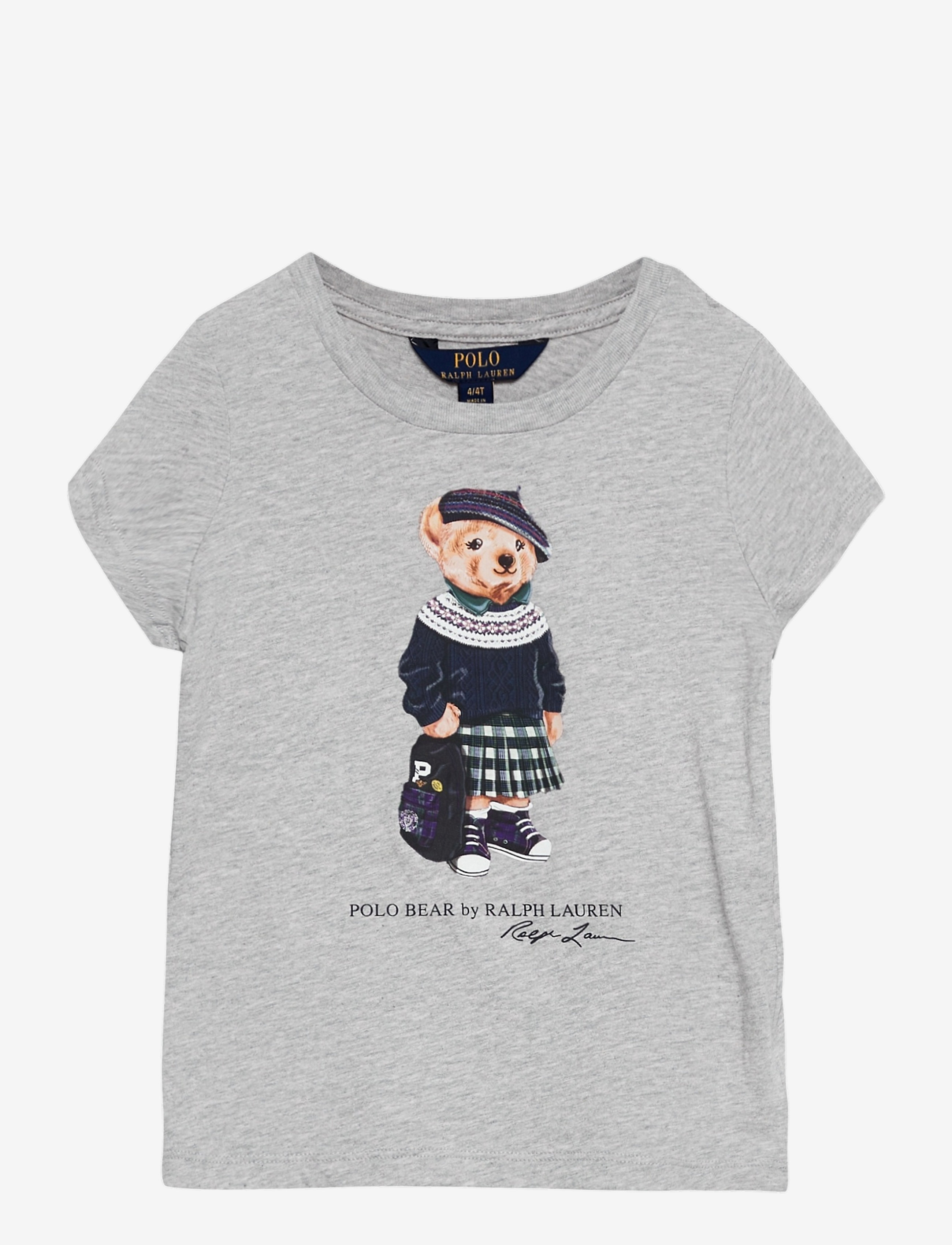 Ralph Lauren Kids - Backpack Bear Cotton Tee - heather grey - 0