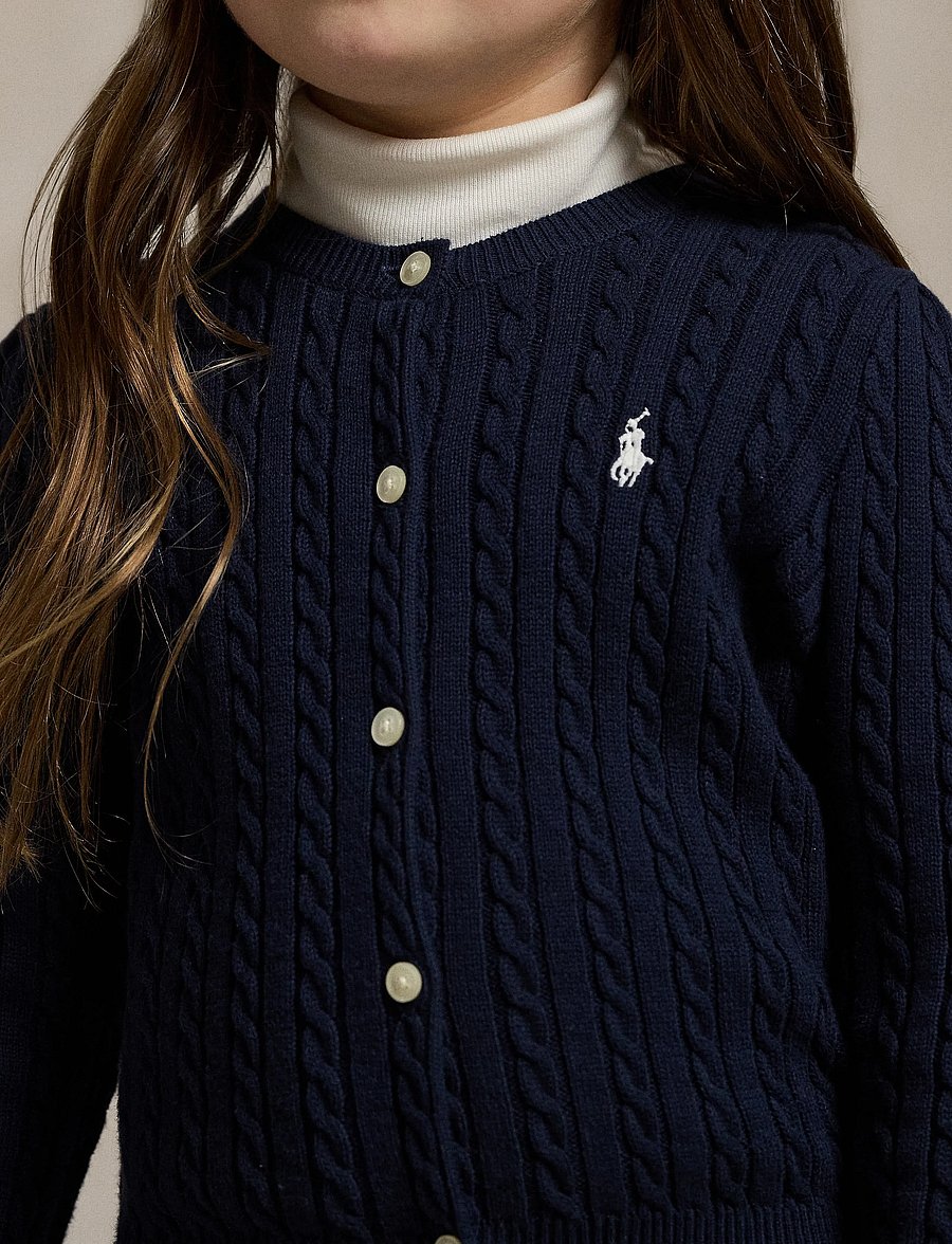 Ralph Lauren Kids - Mini-Cable Cotton Cardigan - cardigans - hunter navy - 3